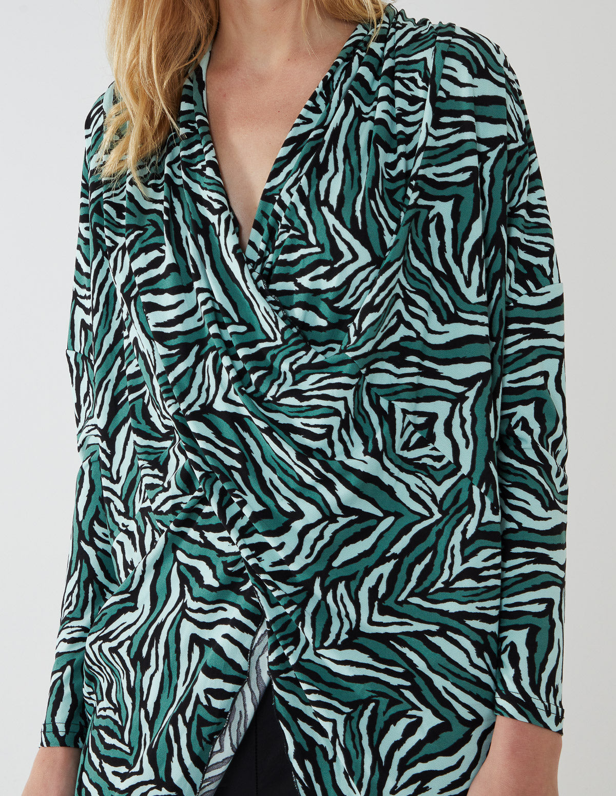 Draped Dip Hem Wrapped Top