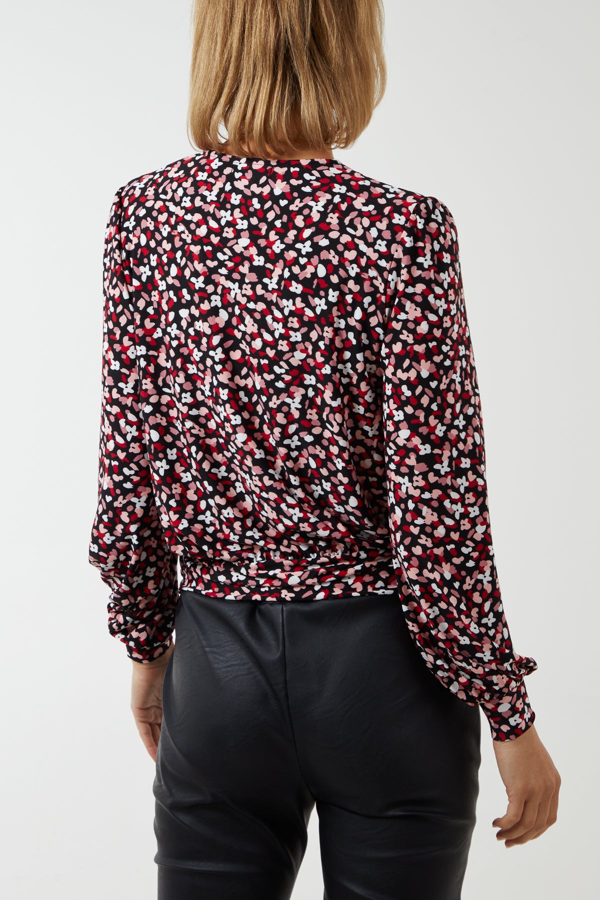 Wrap Front Deep Hem Band Top