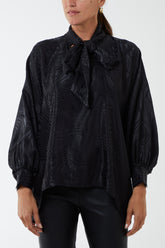 Pussybow Oversized Detail Pattern Top