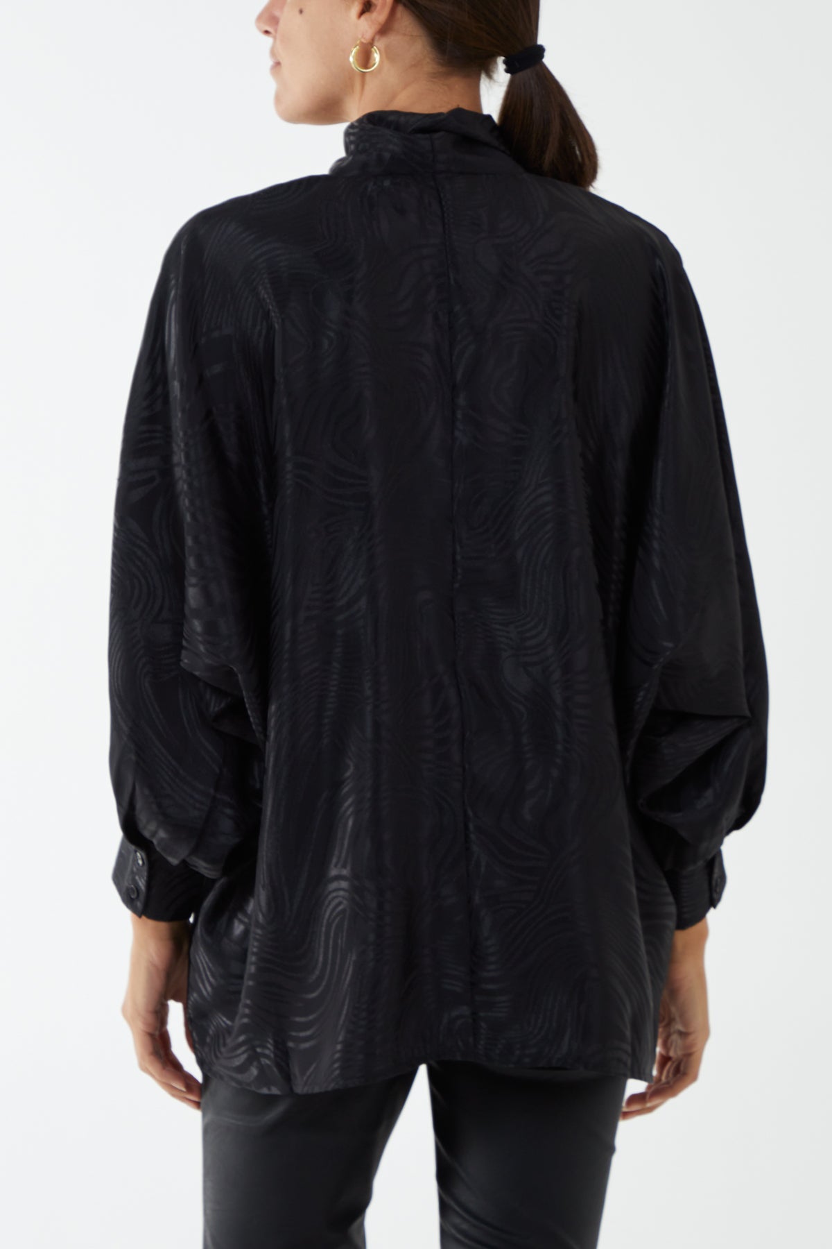Pussybow Oversized Detail Pattern Top