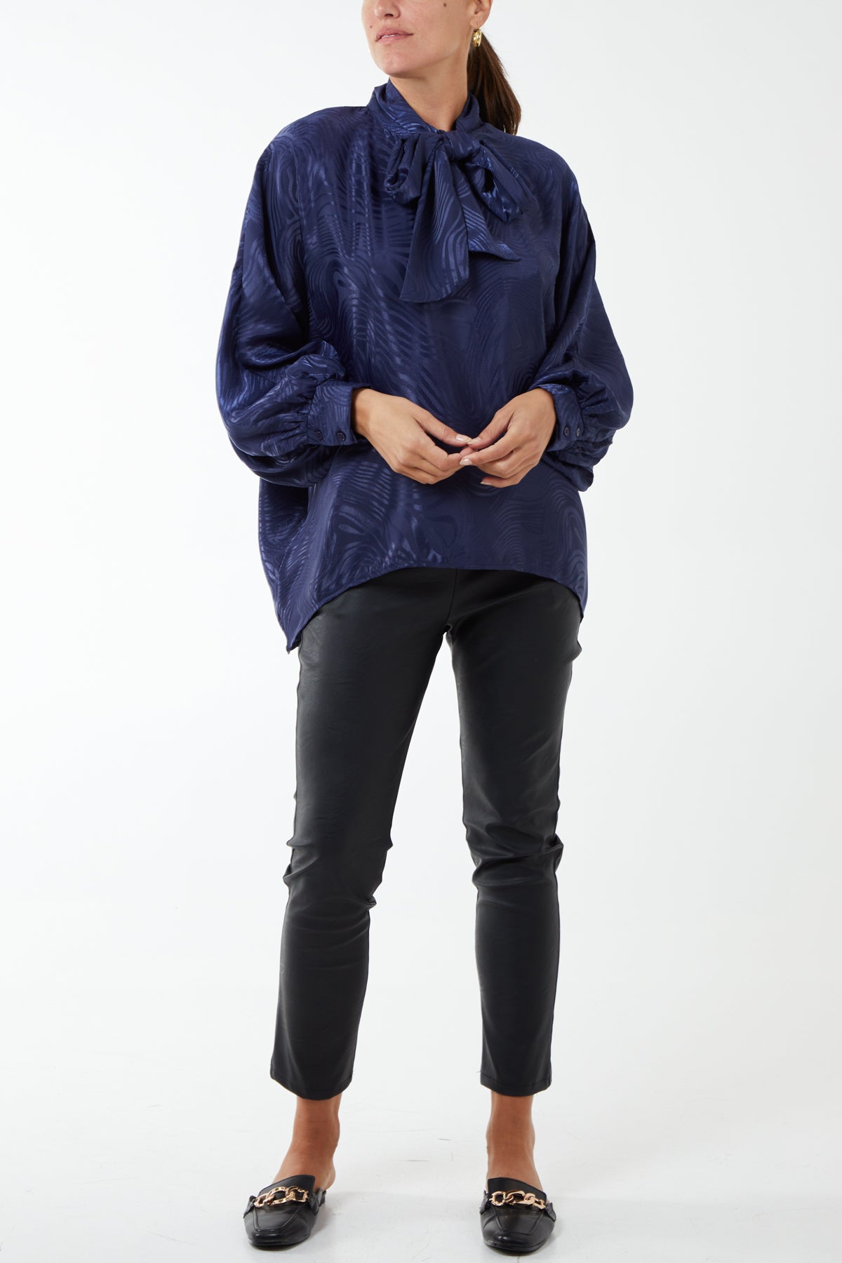 Pussybow Oversized Detail Pattern Top