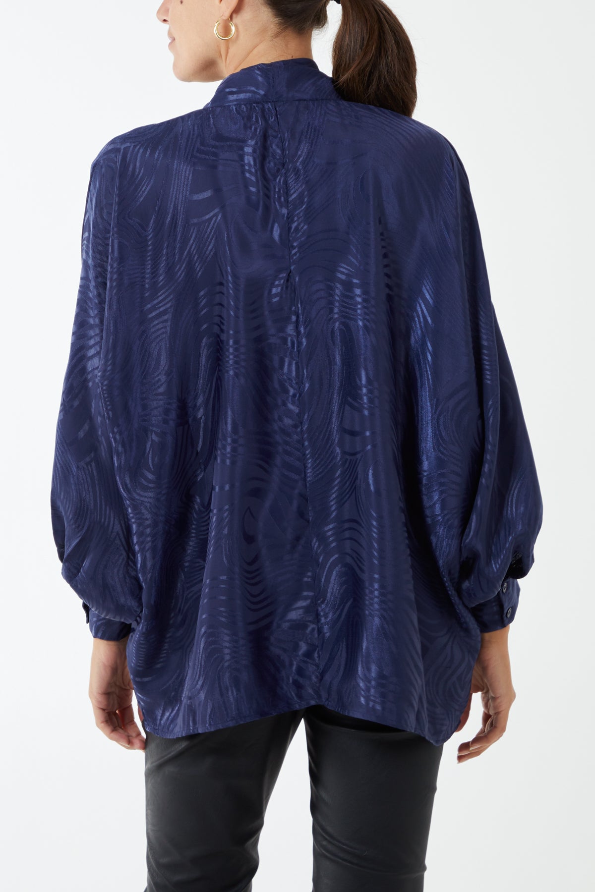 Pussybow Oversized Detail Pattern Top