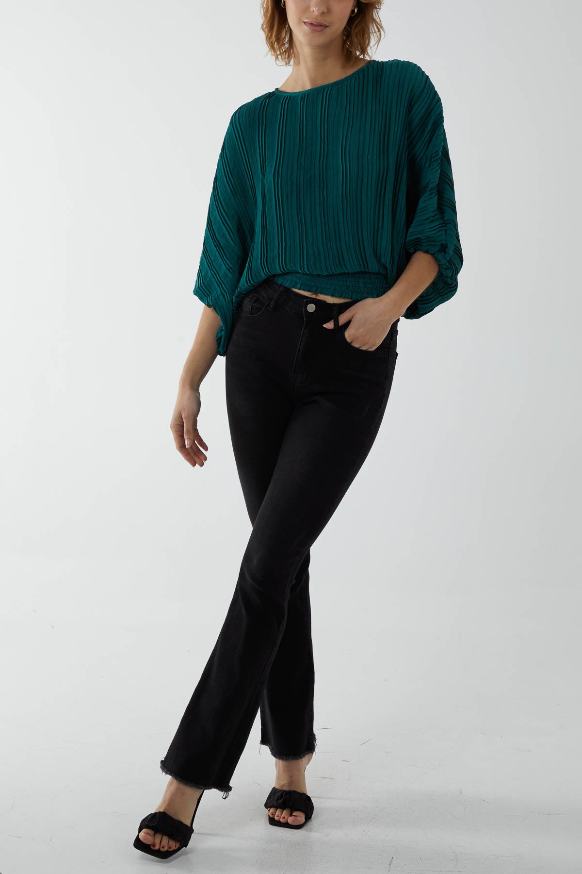 Oversized Pleated Batwing Top