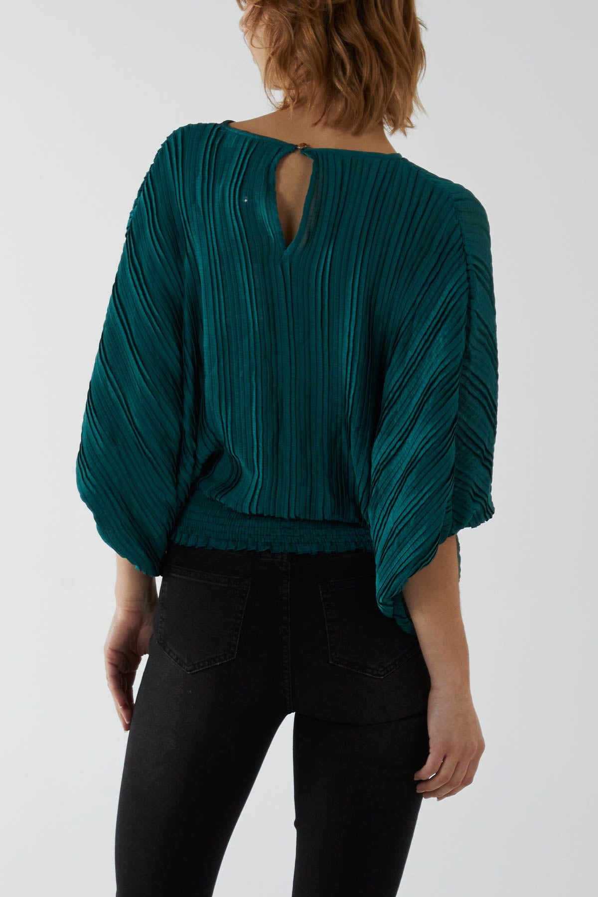 Oversized Pleated Batwing Top