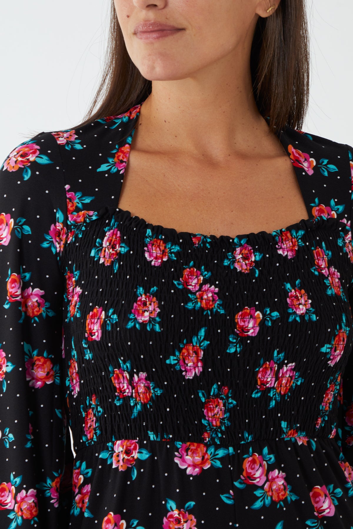 Sweetheart Neck Tie Back Floral & Dot Jumpsuit