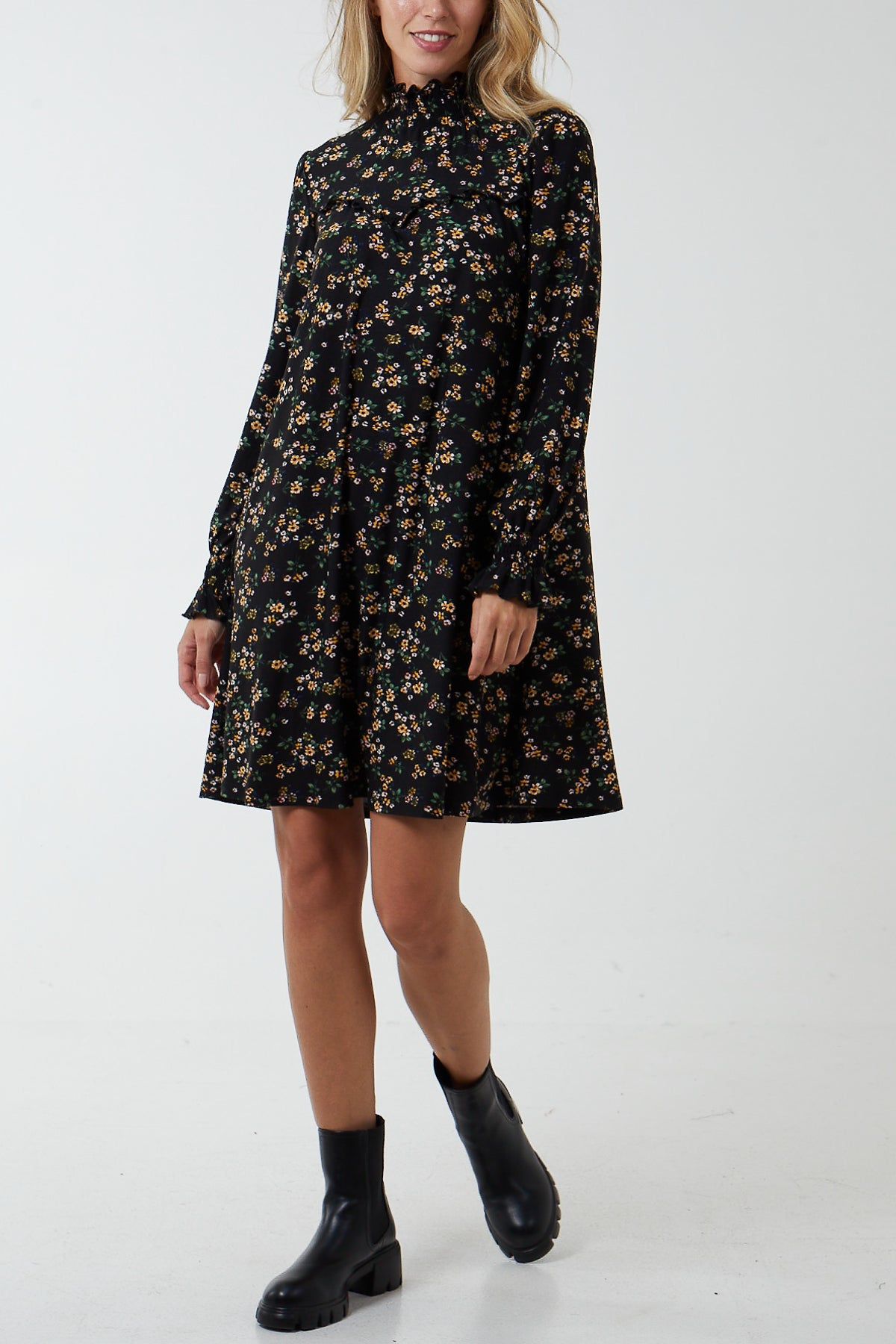 Sweetheart Shirred Mini Trapeze Stretch Dress
