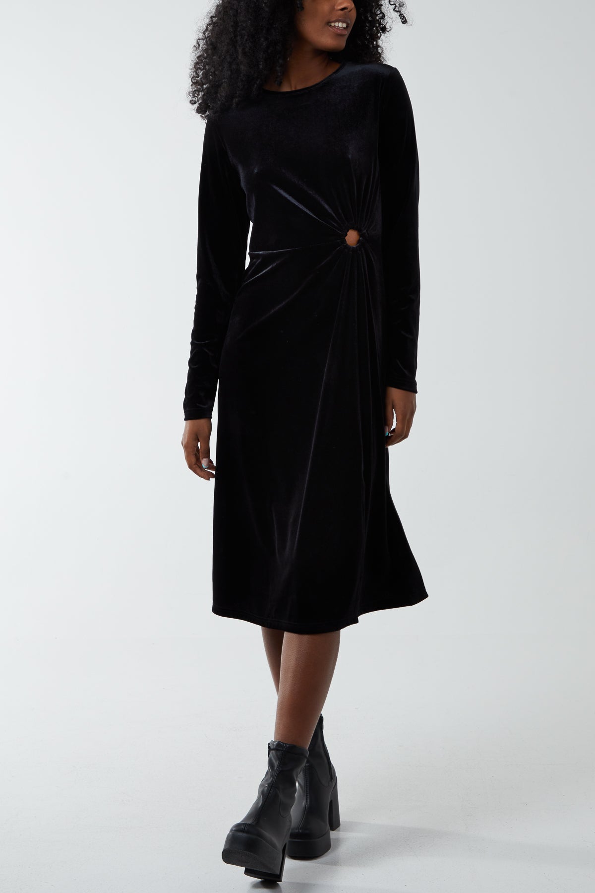 Velvet Keyhole Side Split Dress