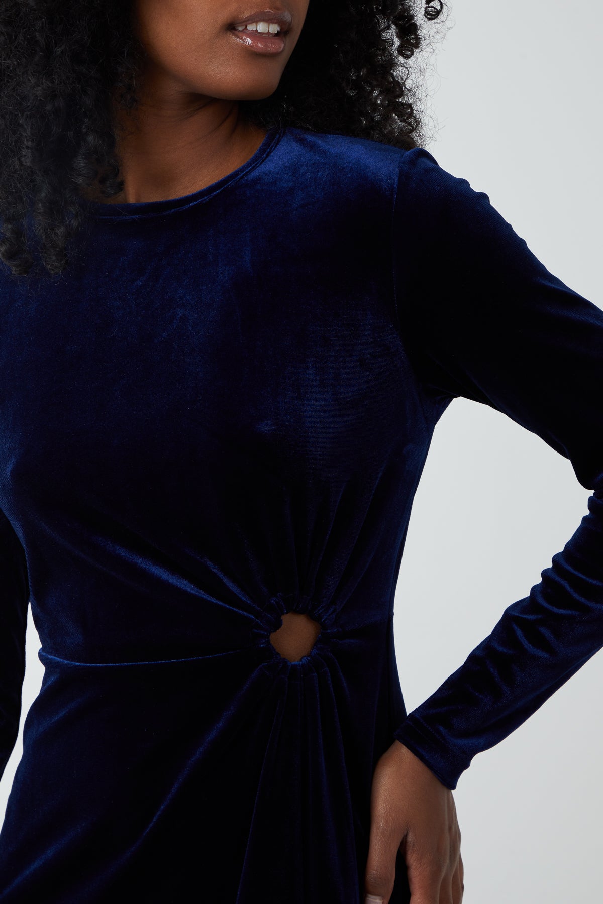 Velvet Keyhole Side Split Dress