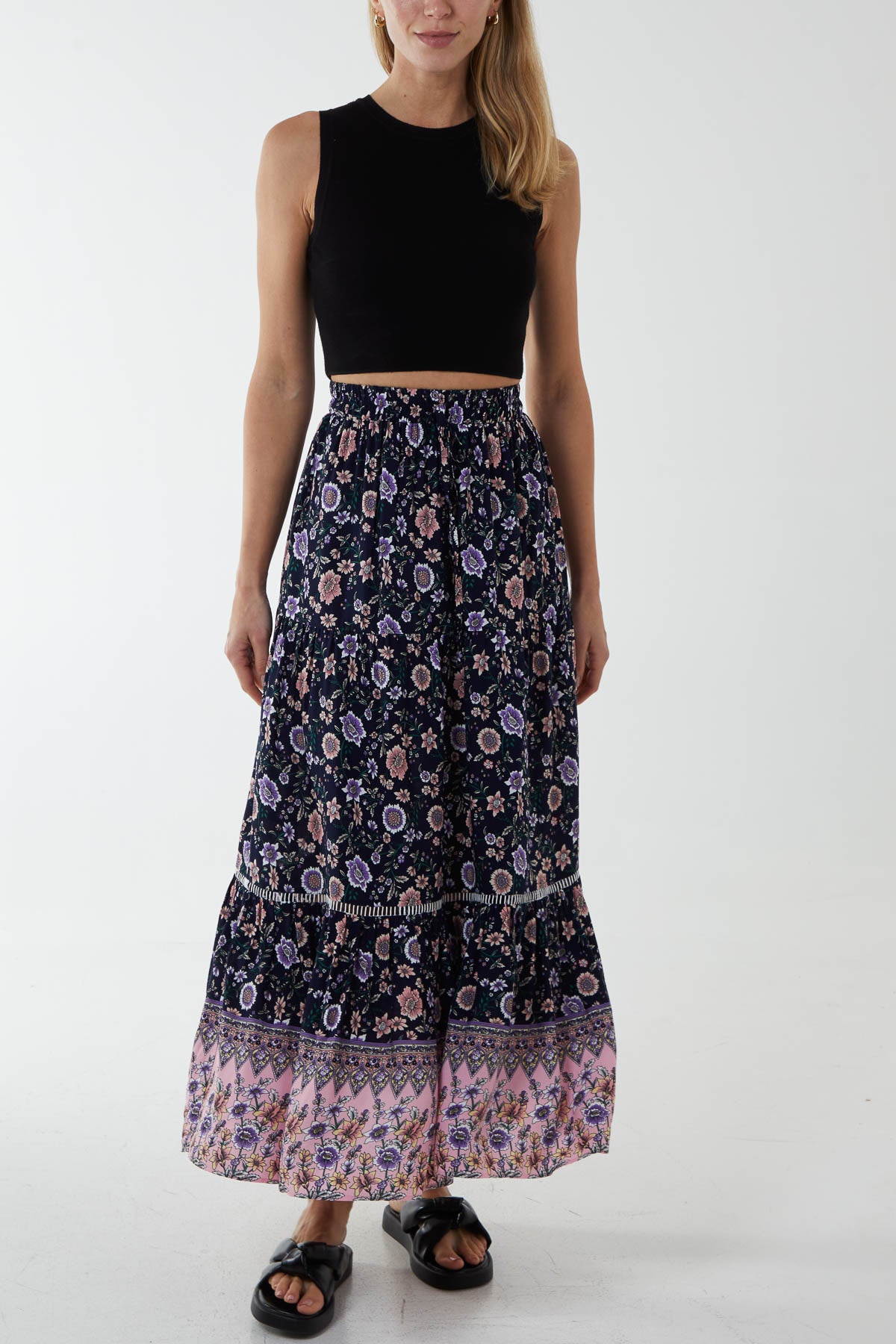 Paisley Floral Elasticated Maxi Skirt
