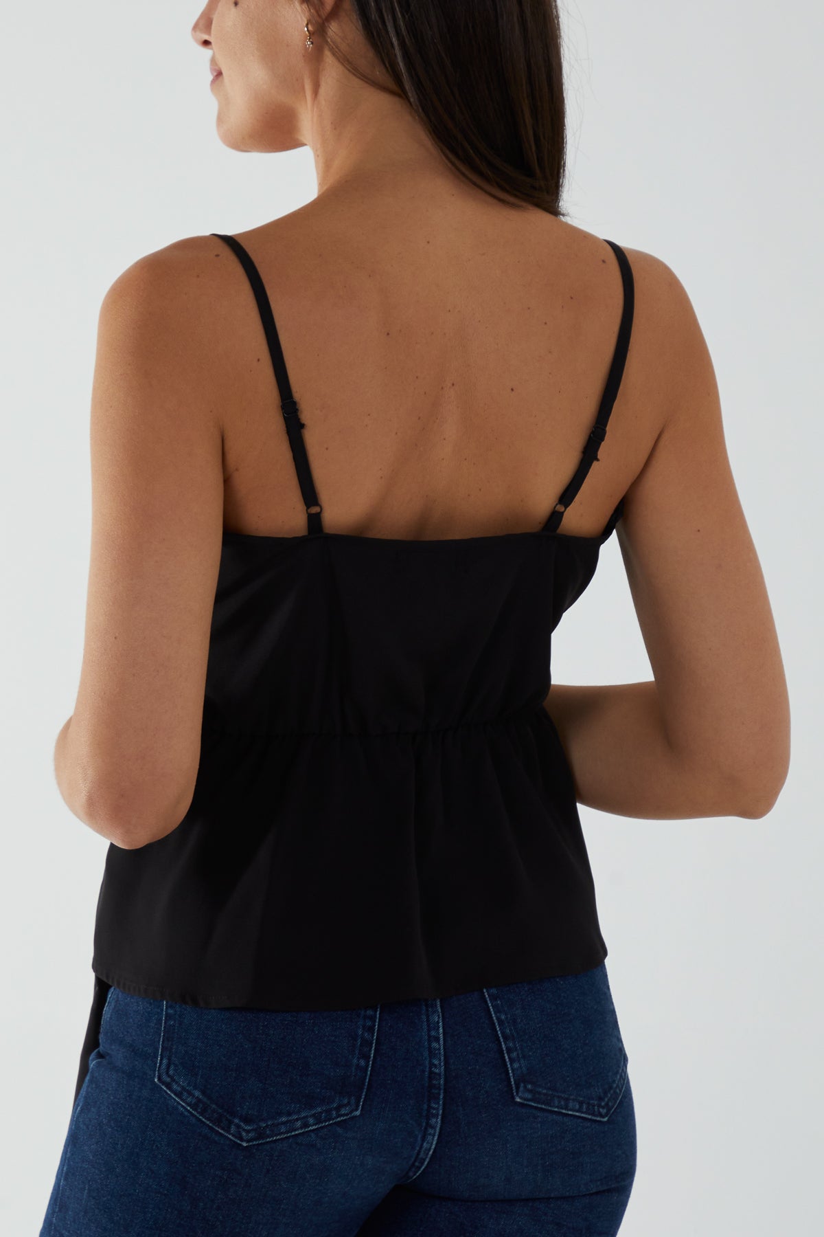 Cami Strap Wrap Tie Peplum Top