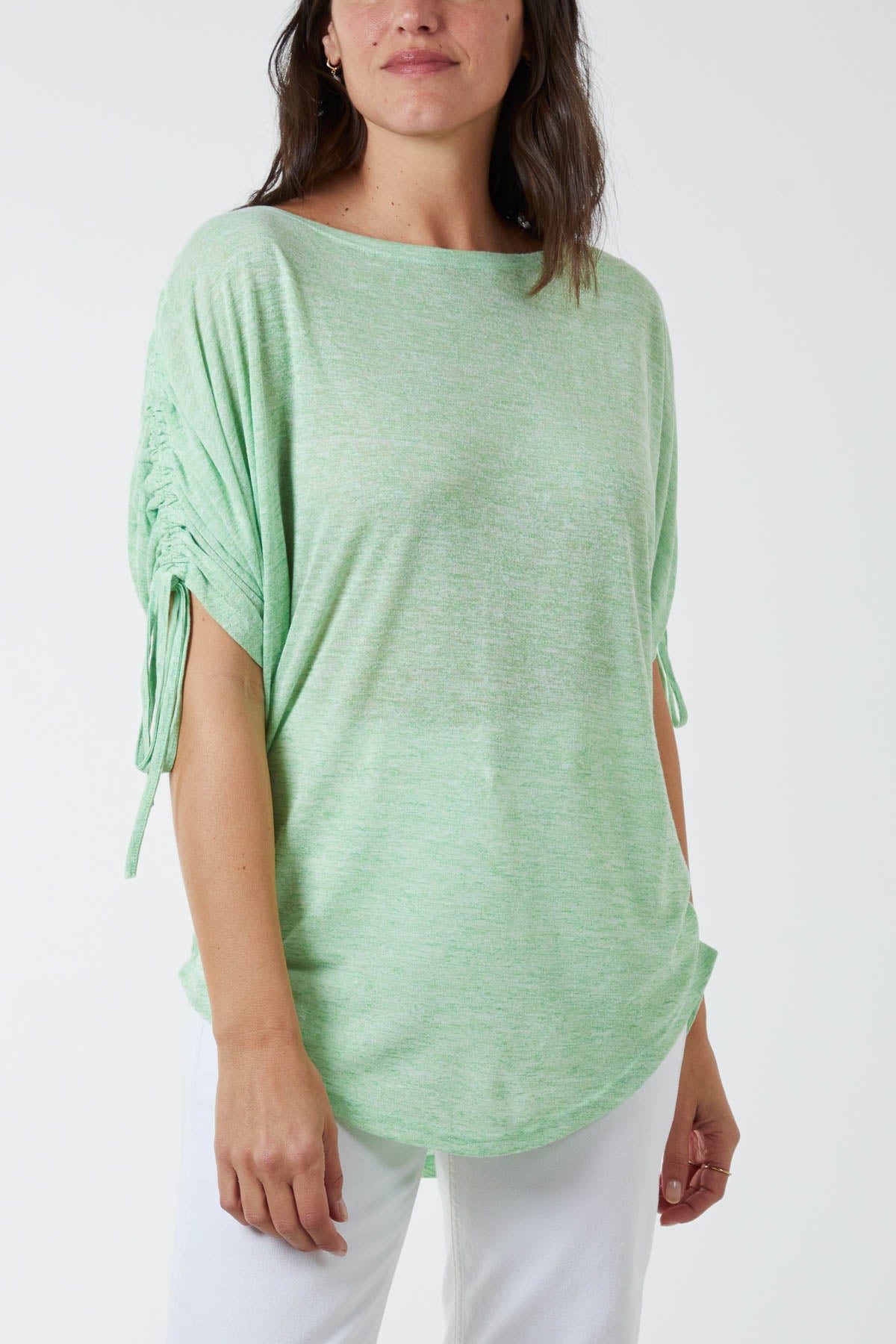 Ruched Sleeve Tassel Top