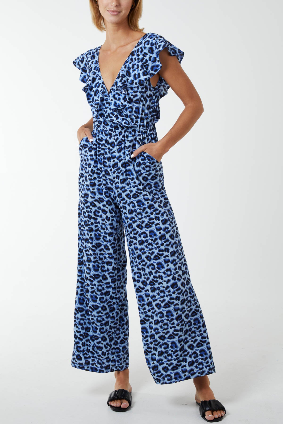 Ruffle Front Leopard Jumpsuit