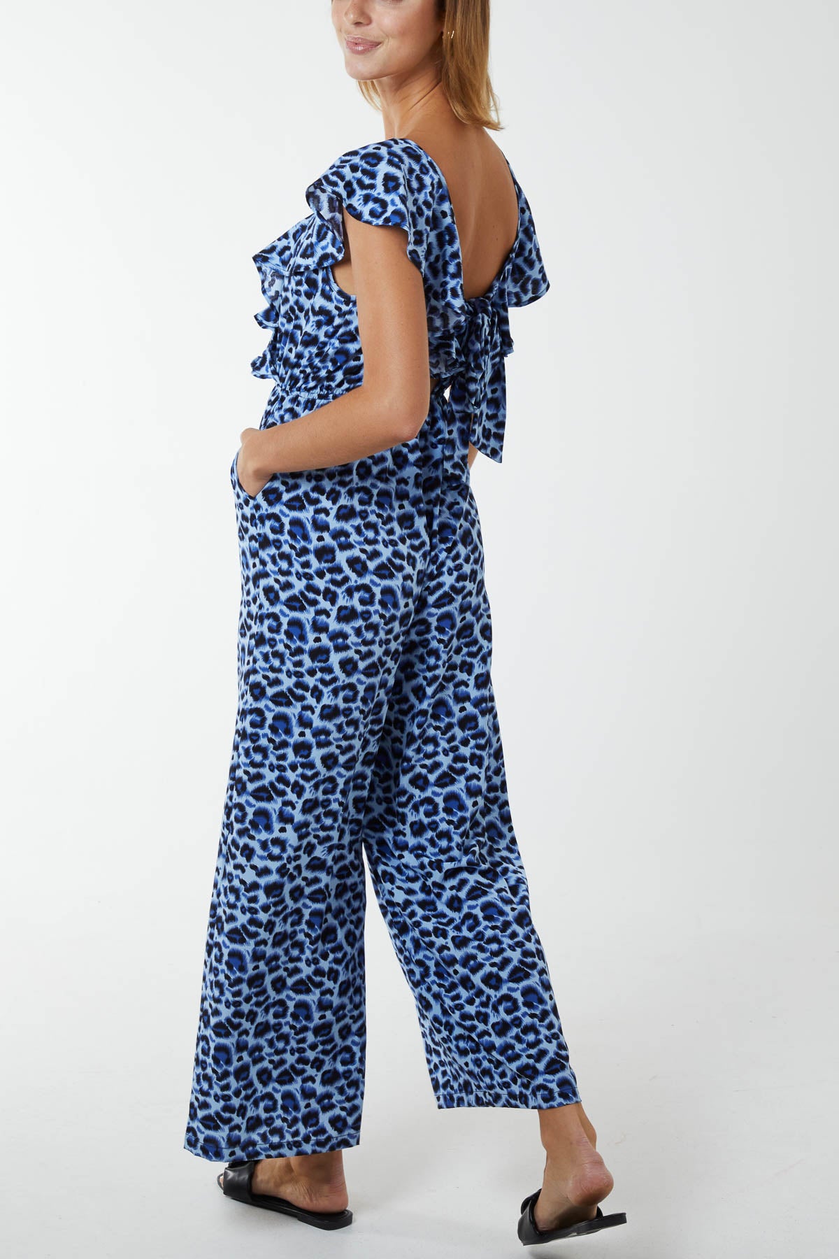 Ruffle Front Leopard Jumpsuit
