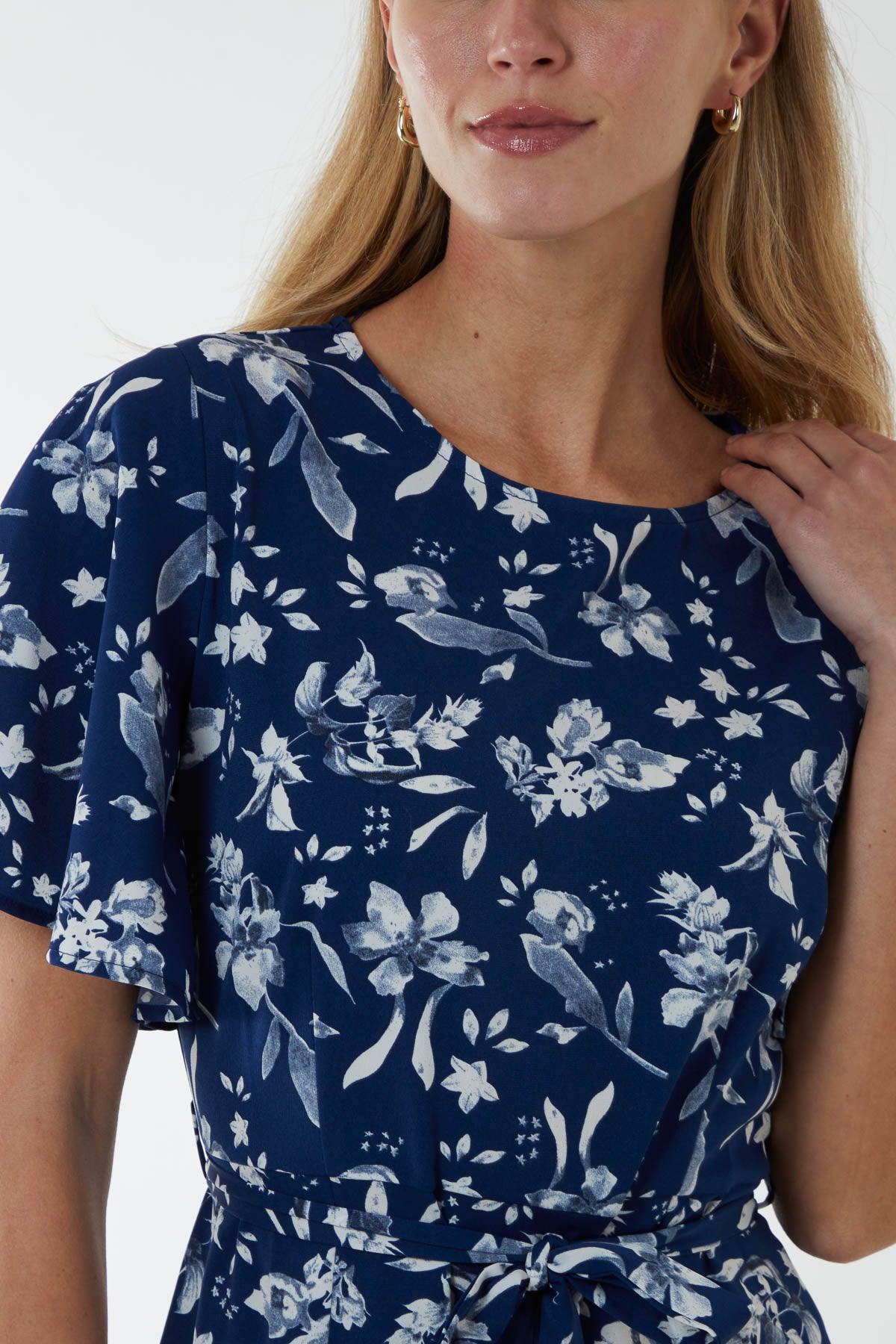 Angel Sleeve Asymmetric Tiered Hem Midi Dress