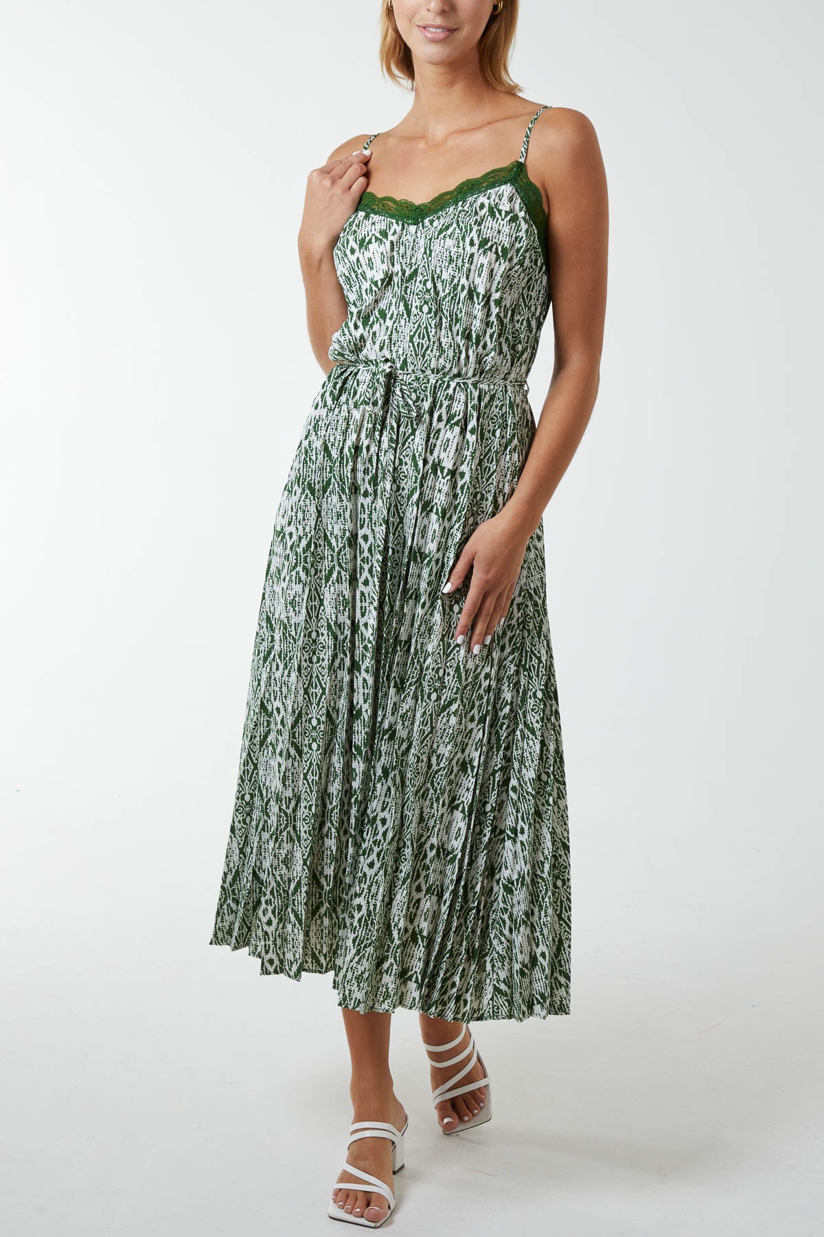 Lace Trim Aztec Printed Cami Dress