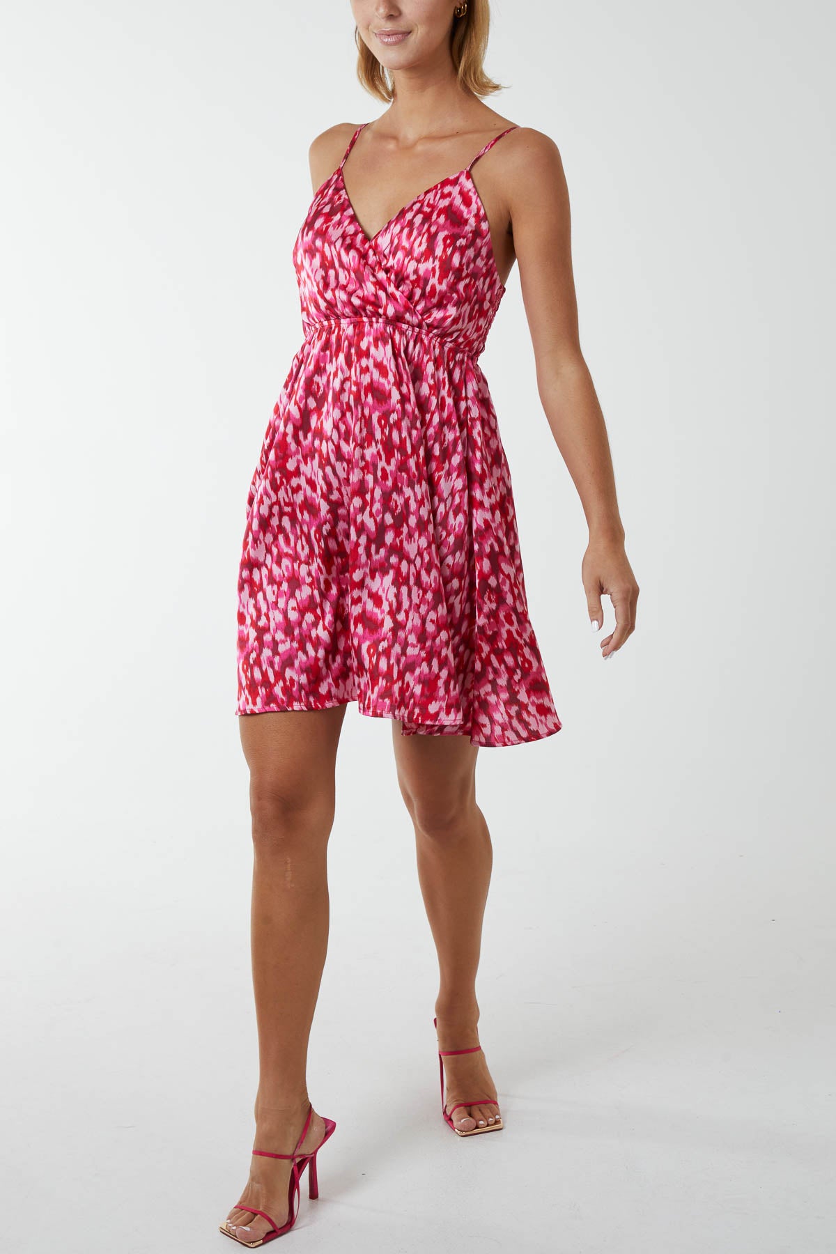 Strappy Animal Print Wrap Mini Dress
