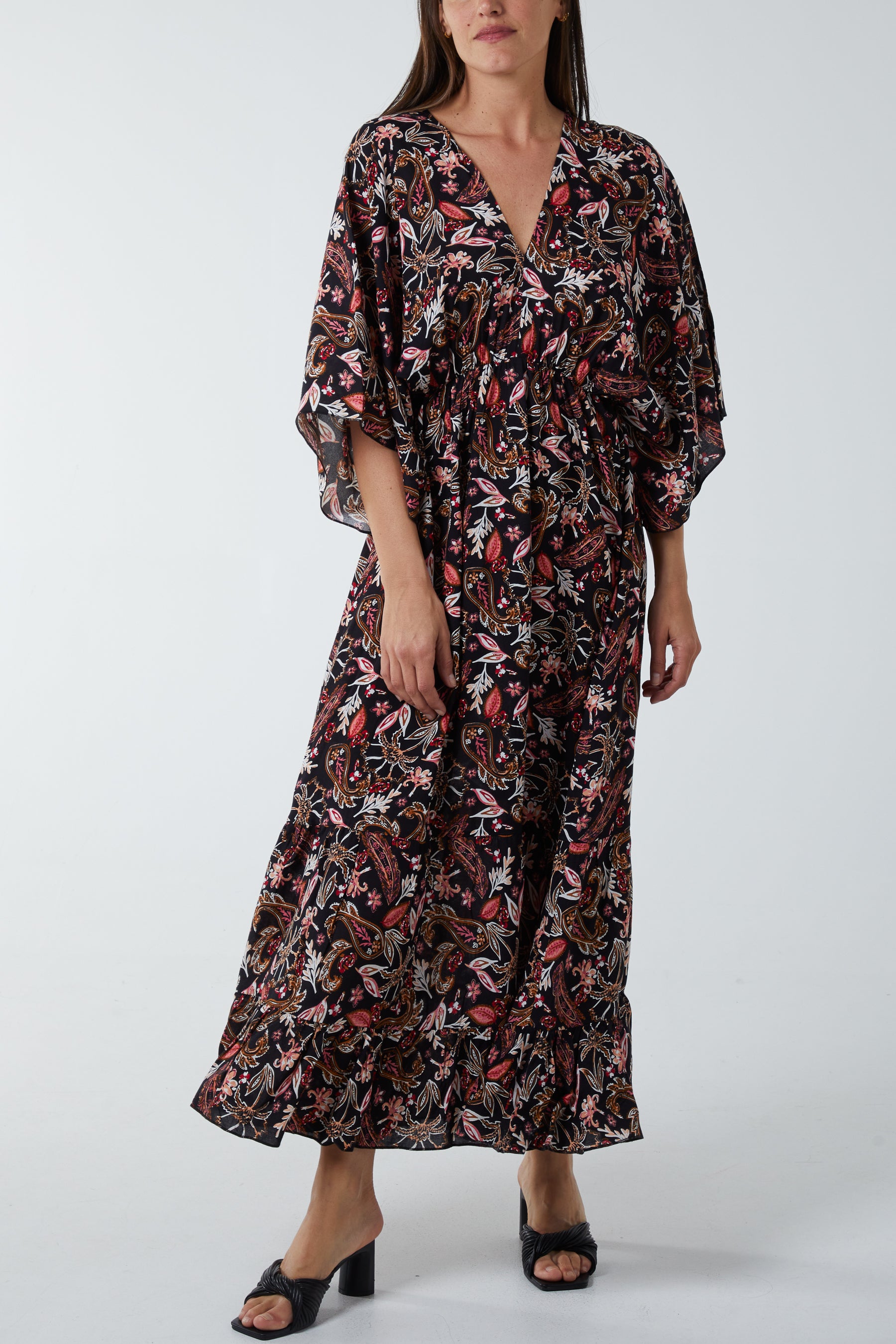 Paisley maxi sale dress with sleeves