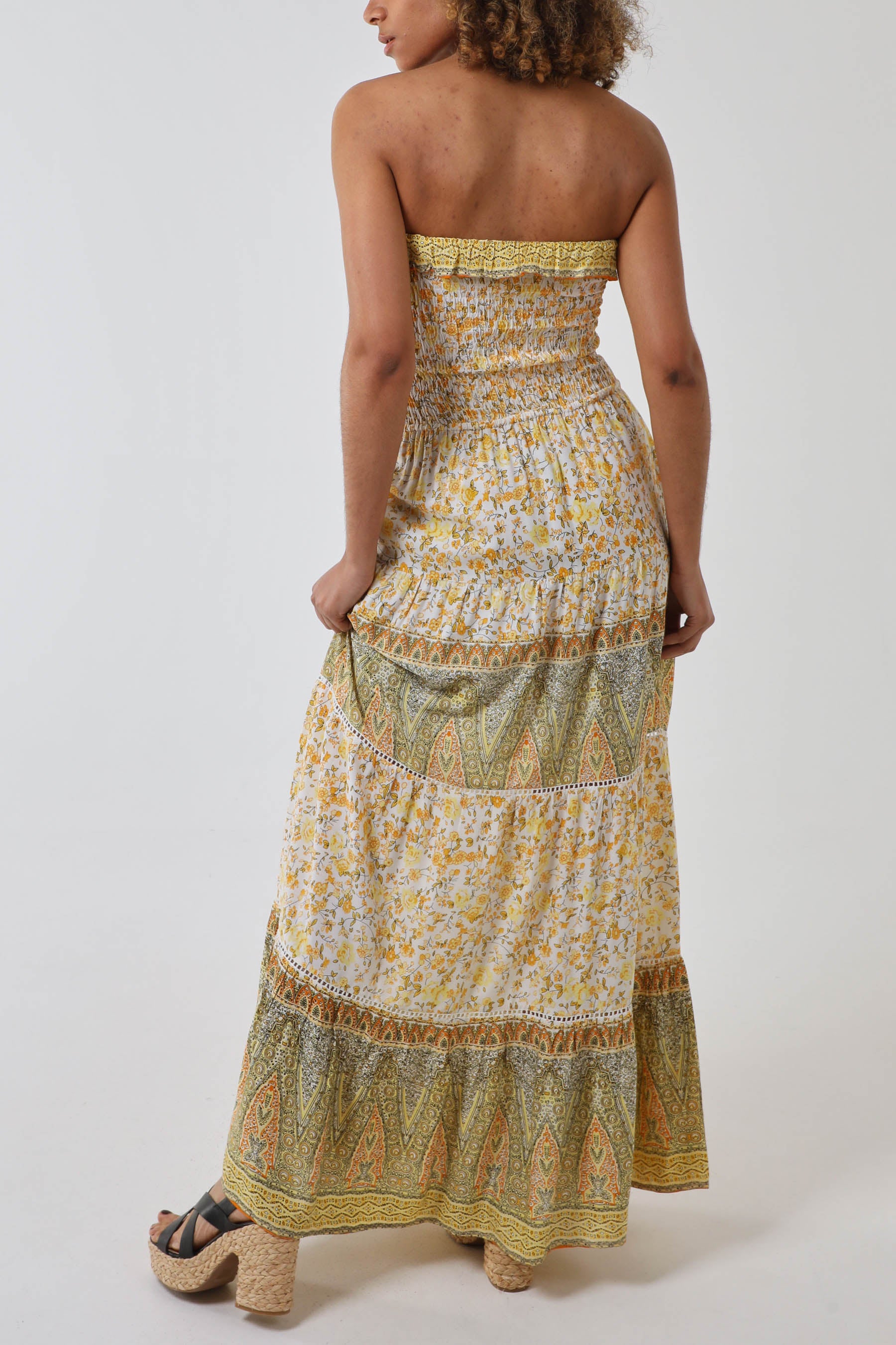 Bandeau Floral & Shell Maxi Dress