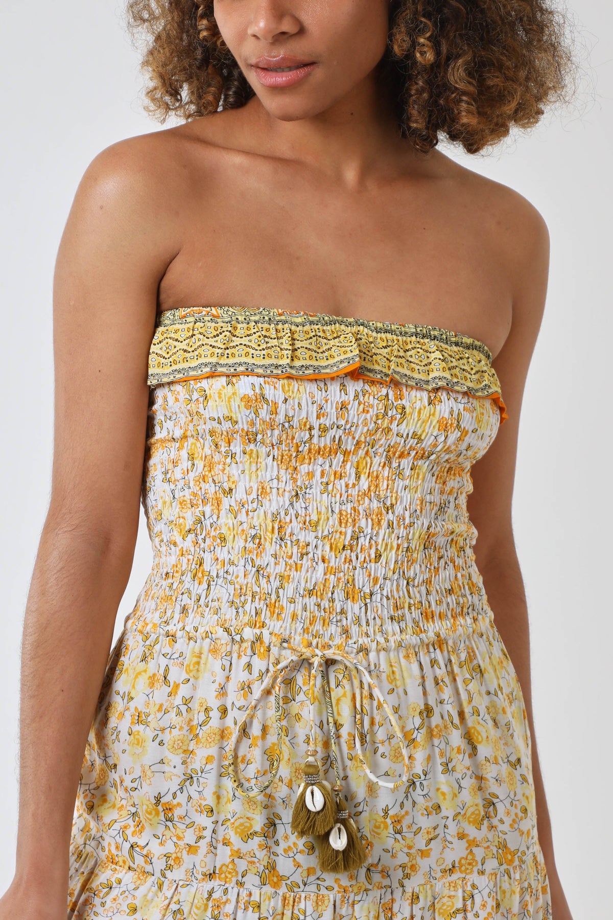 Bandeau Floral & Shell Maxi Dress