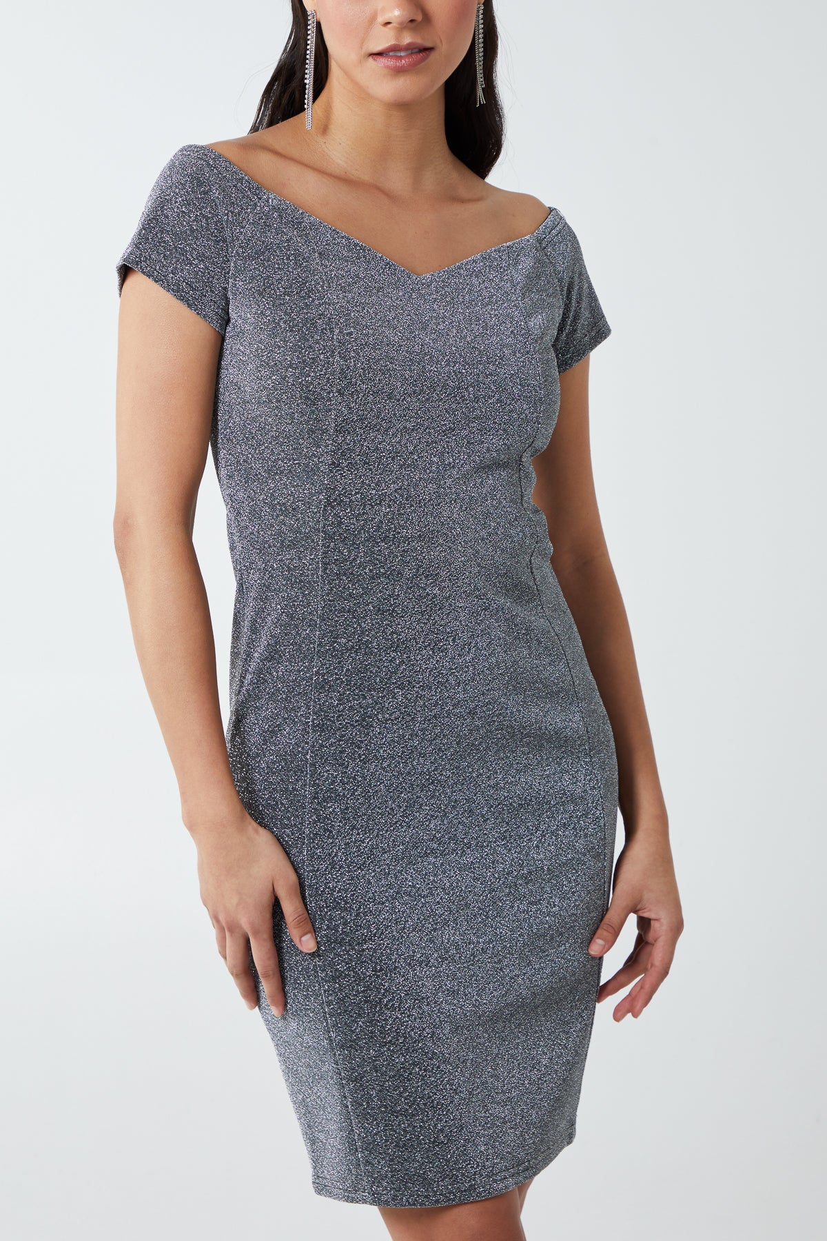 Sweetheart Neckline Sparkly Midi Dress