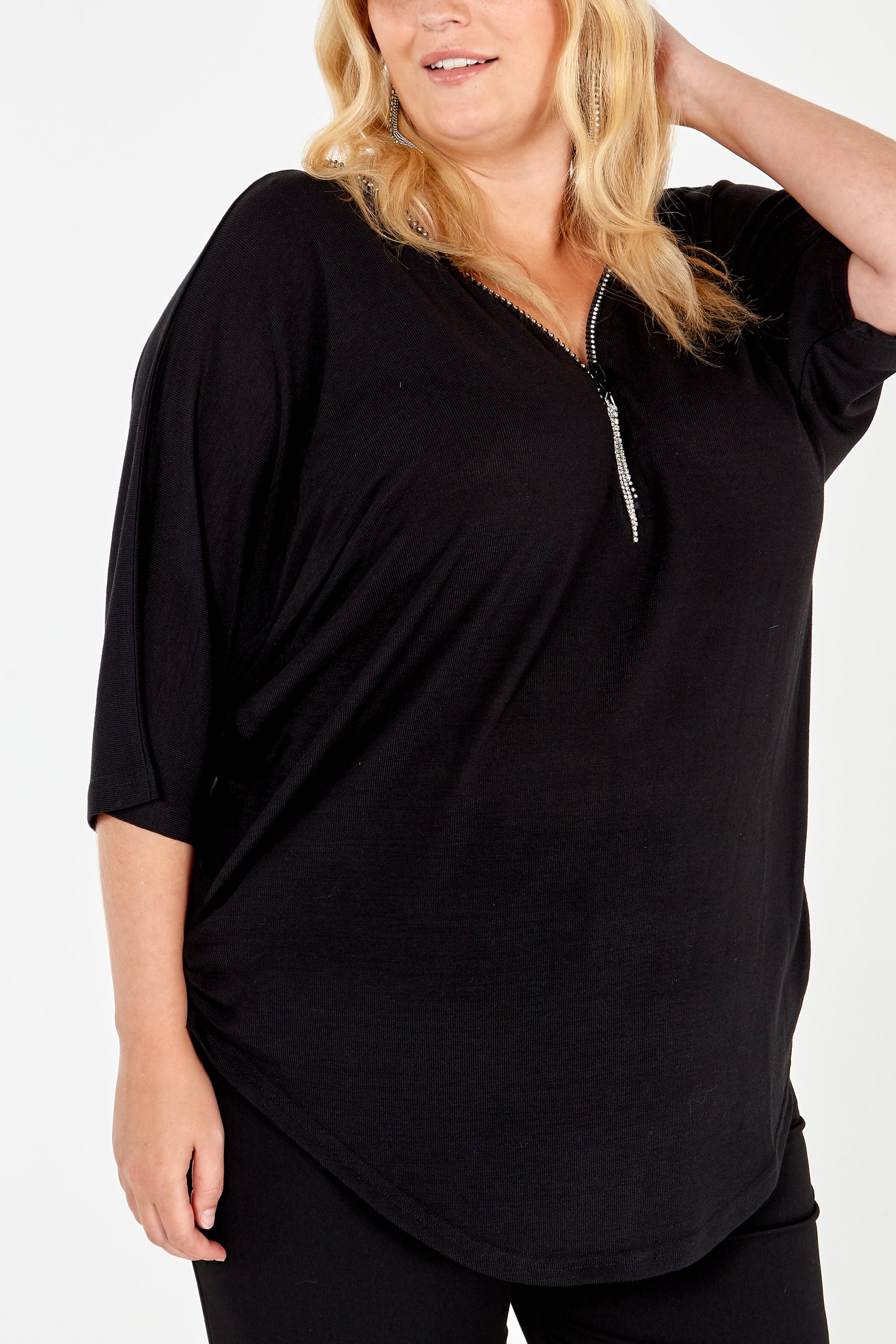 Curve - Diamante Zip Back Top