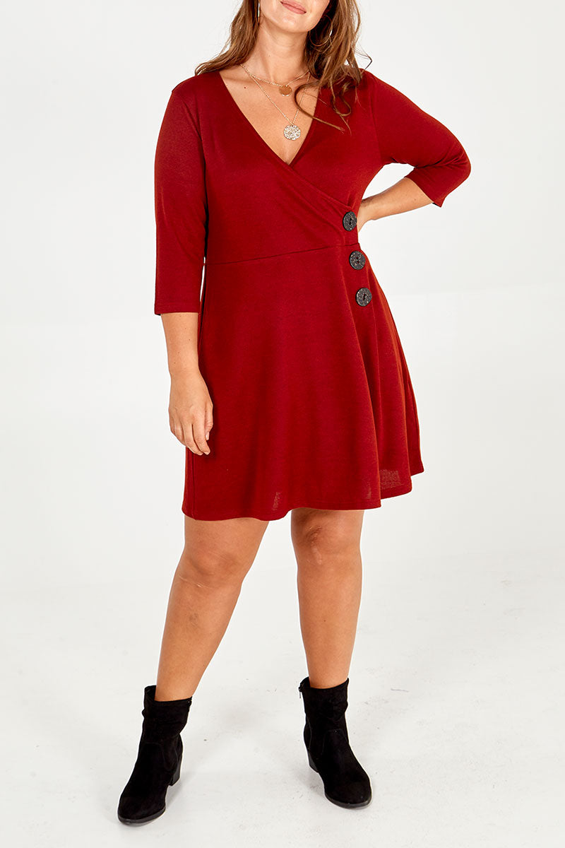 Curve Wrap Front Button Down Dress