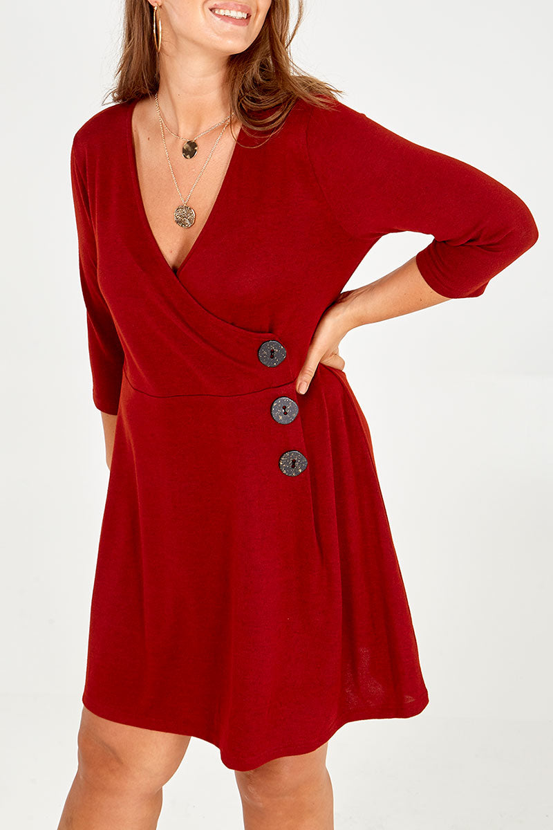 Curve Wrap Front Button Down Dress