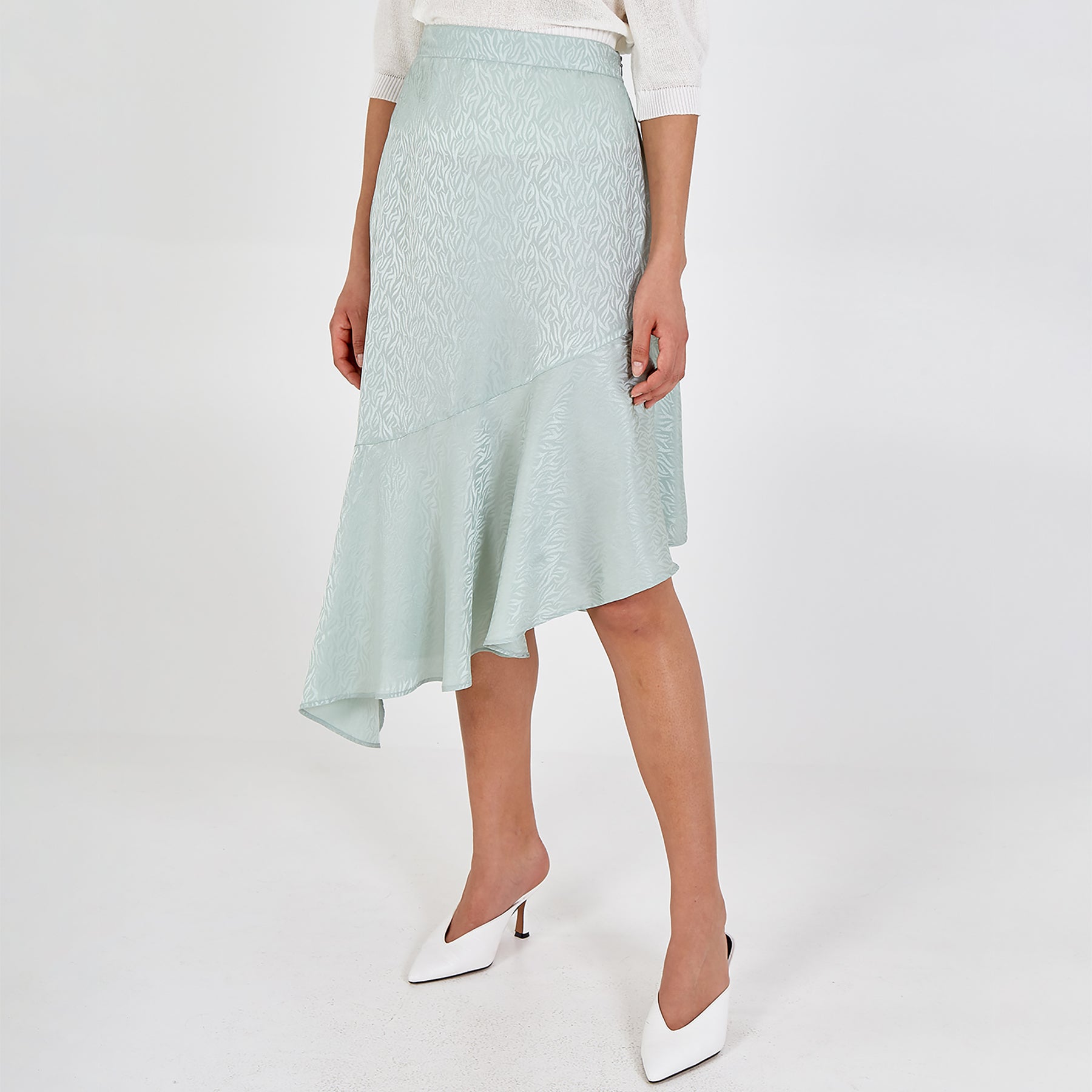 Asymmetric Hem Midi Skirt