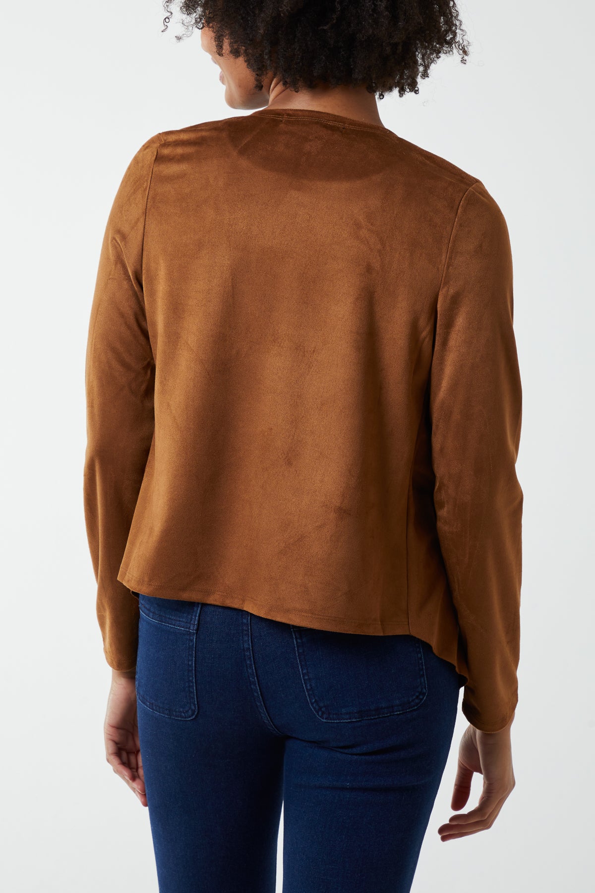 Suedette Waterfall Zip Detail Jacket