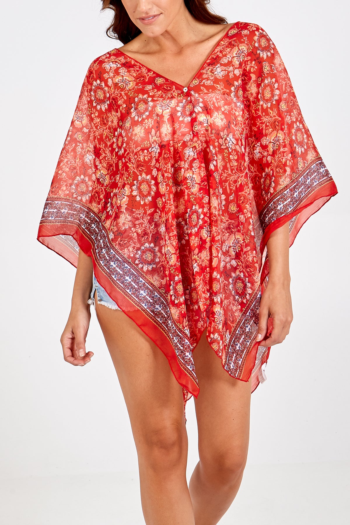 Oriental Floral Print Kaftan