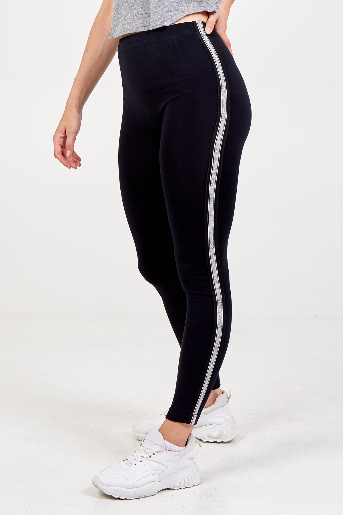 Glitter Stripe Fleece Lined Legging