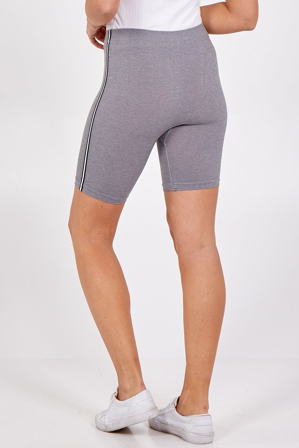 High Waist Side Stripe Detail Cycling Shorts