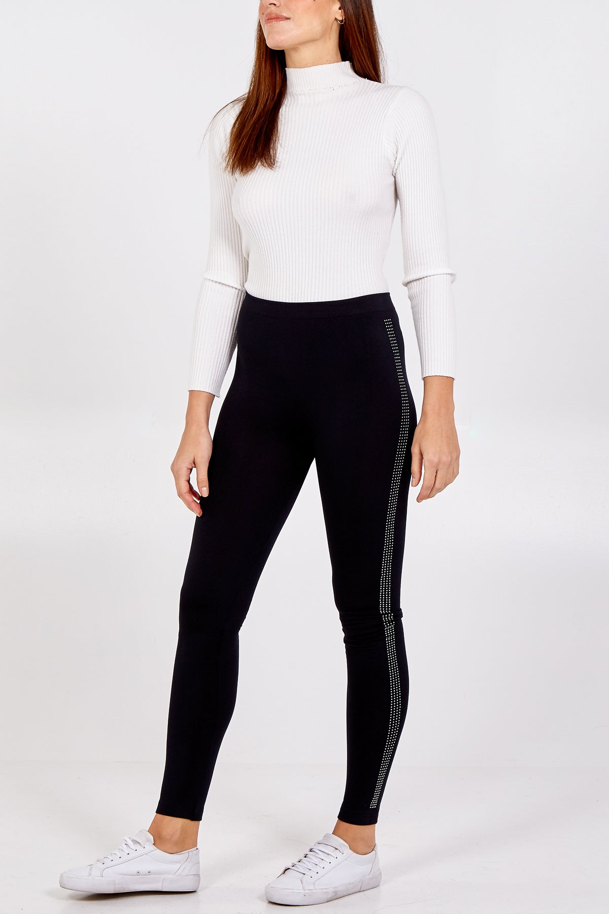 Diamante Vertical Stripe Detail Fleece Lined Legging