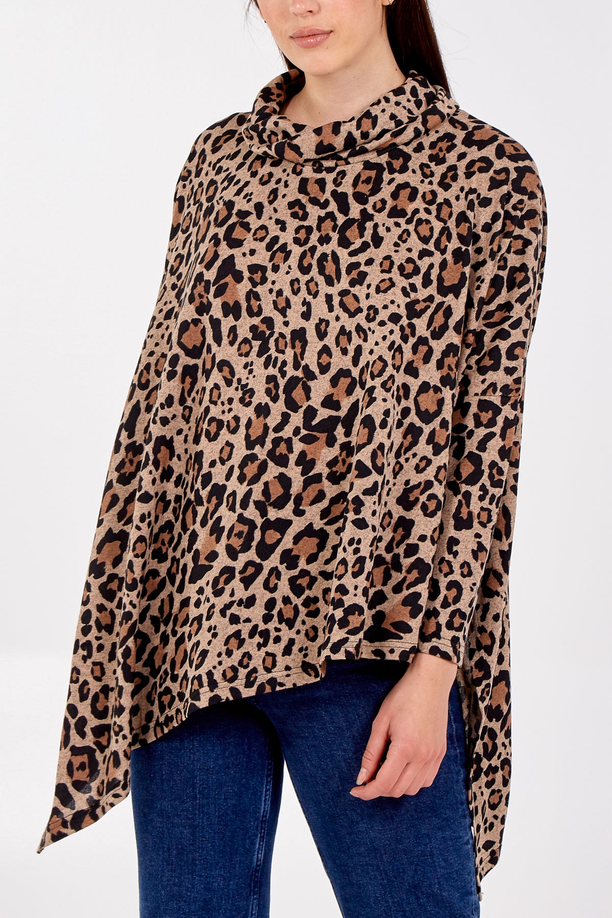 Leopard Print Double Asymmetric Hem Sealed Top