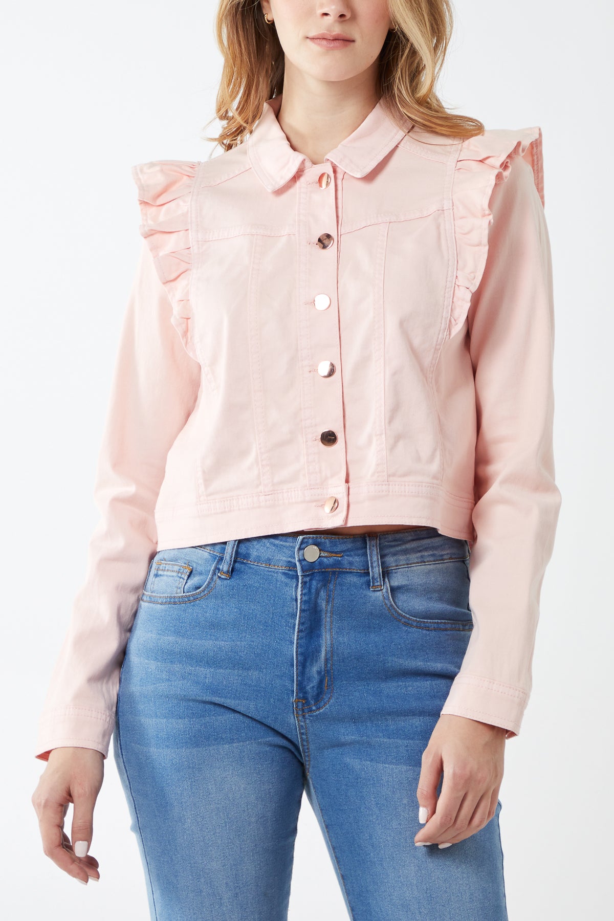Frill Shoulder Denim Jacket