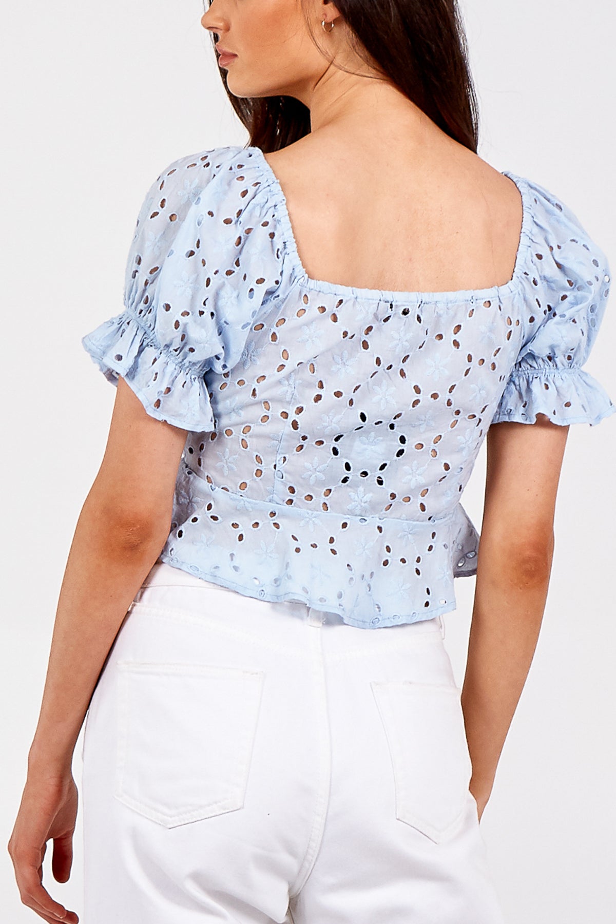 Tie Front Broderie Anglaise Crop Top