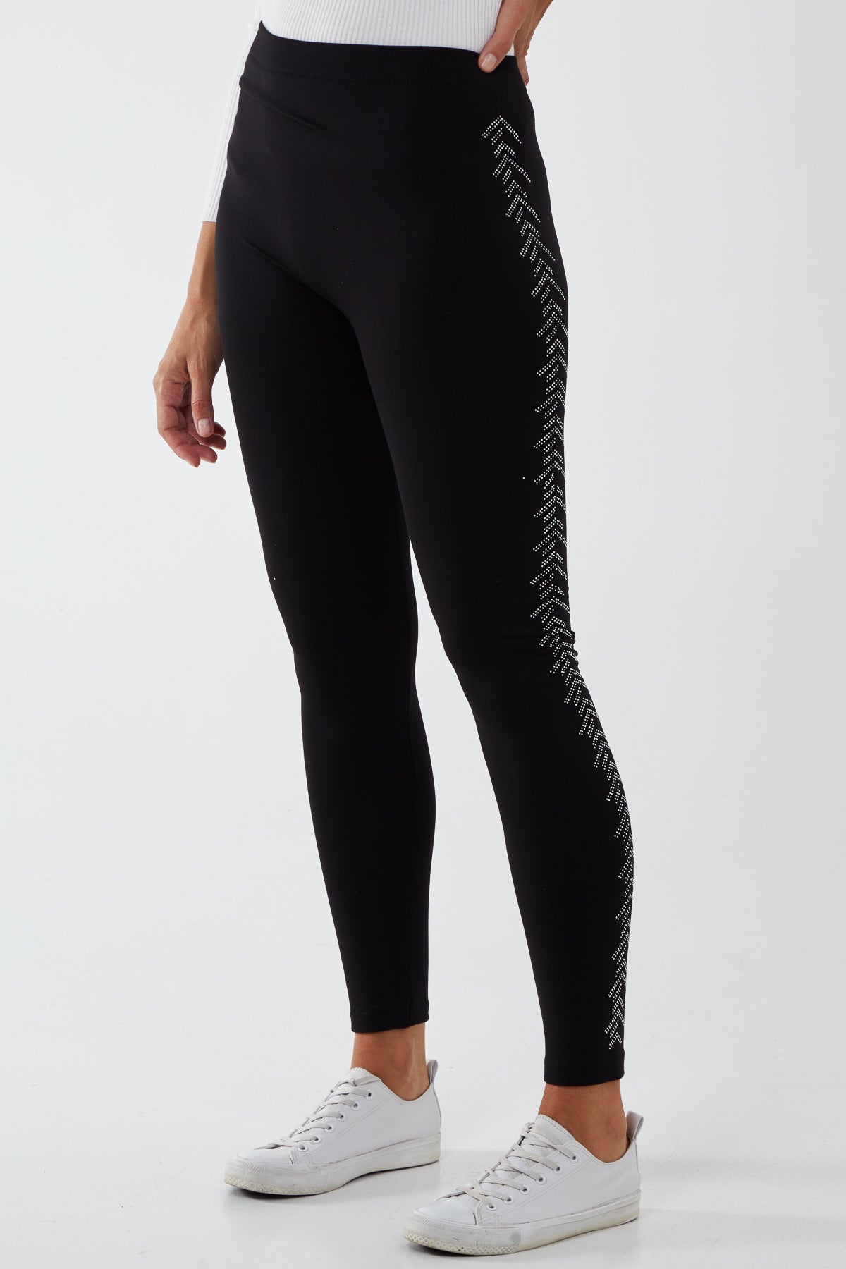 Fleece Lined Diamante Chevron Side Legging
