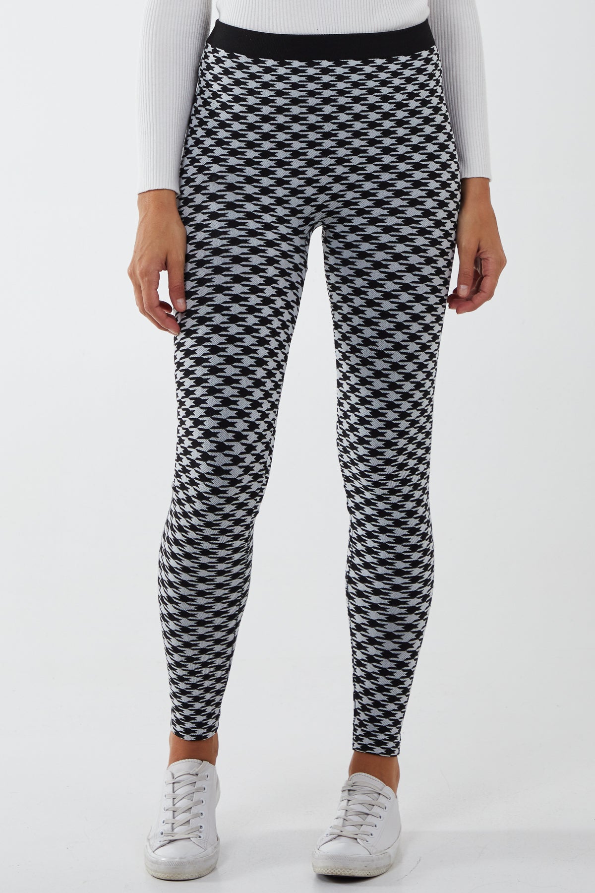 Houndstooth Fleece Lined Leggings