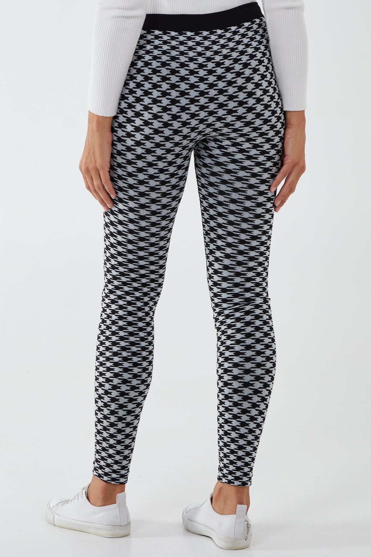 Houndstooth Fleece Lined Leggings