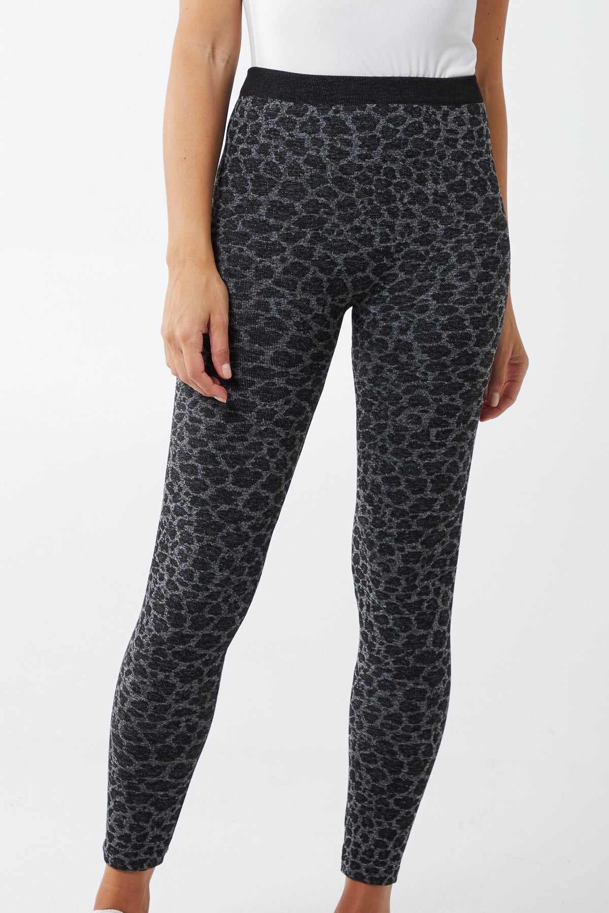 Leopard Jacquard Fleece Lined Legging