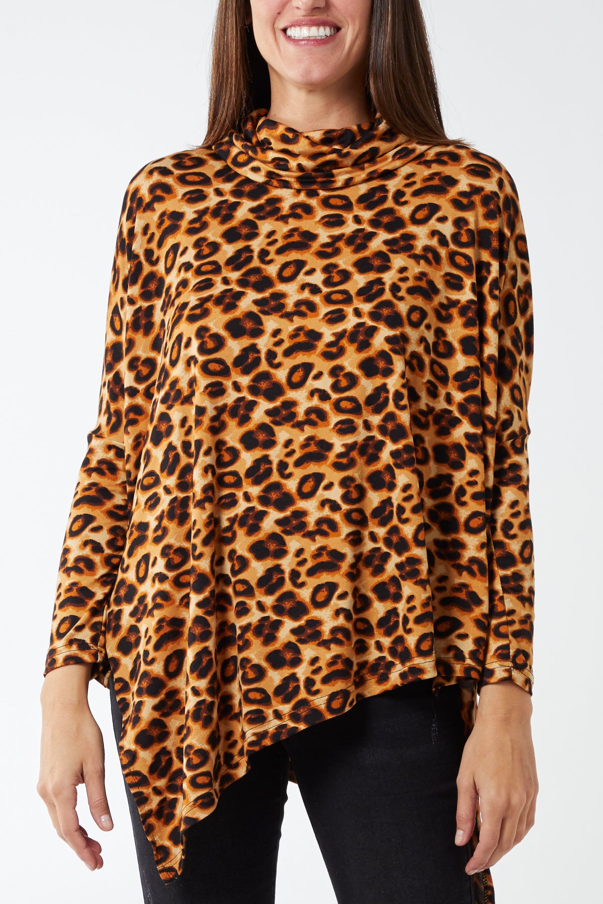 Leopard print roll neck top Outlet