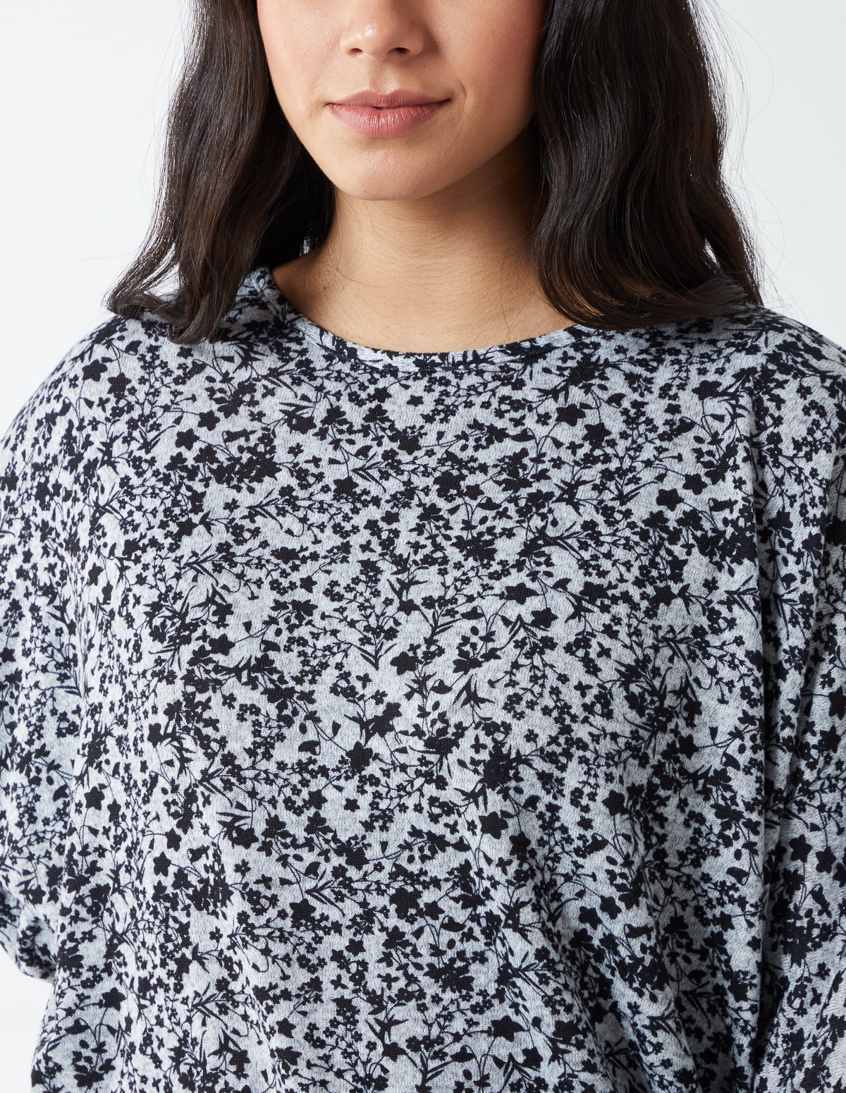 Ditsy Floral Long Batwing Sleeve Top