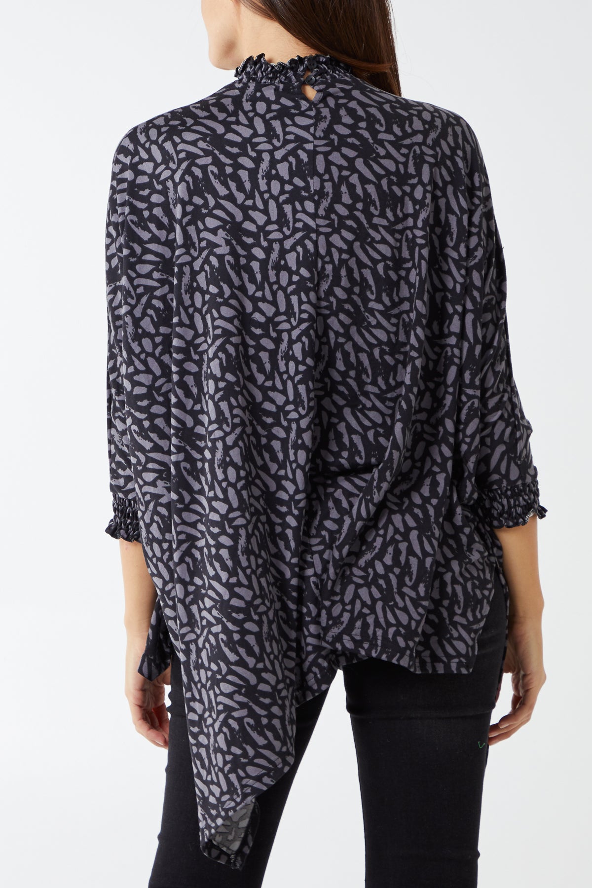 Mariana Dash Shirring Detail Asymmetric Oversized Top