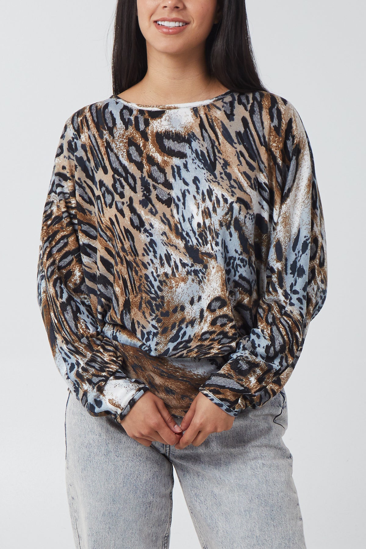 Leopard print batwing store top