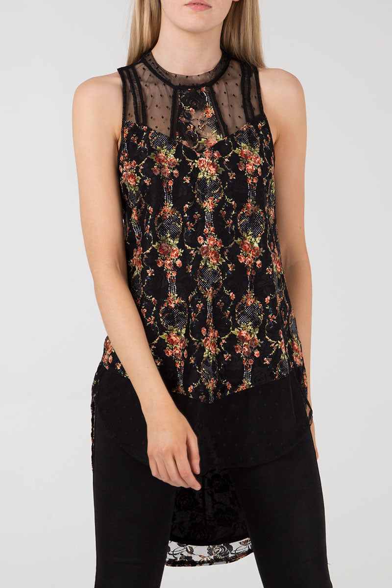 Chiffon Hem Printed Top