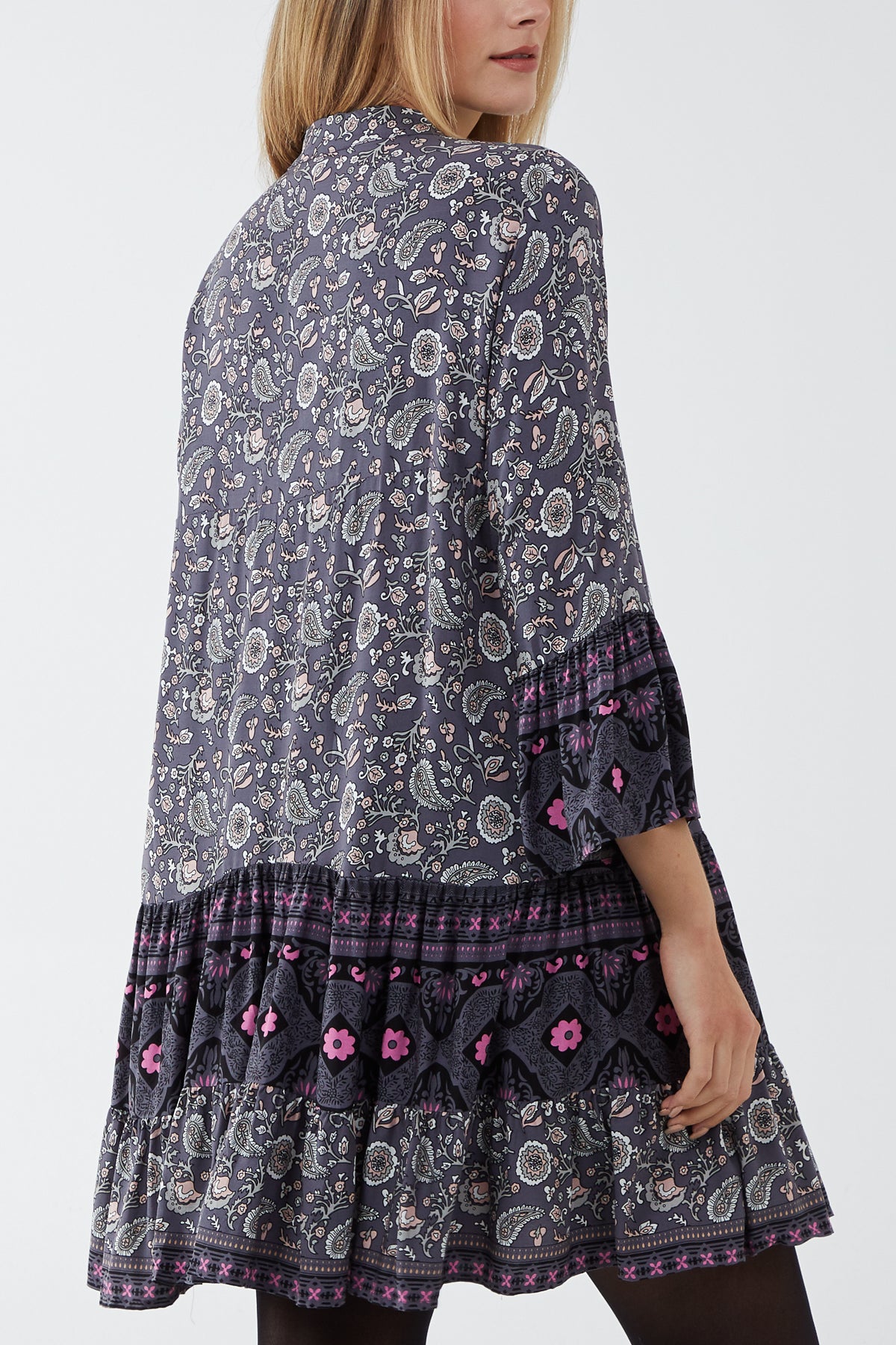 Paisley Print High Low Hem Smock Tunic