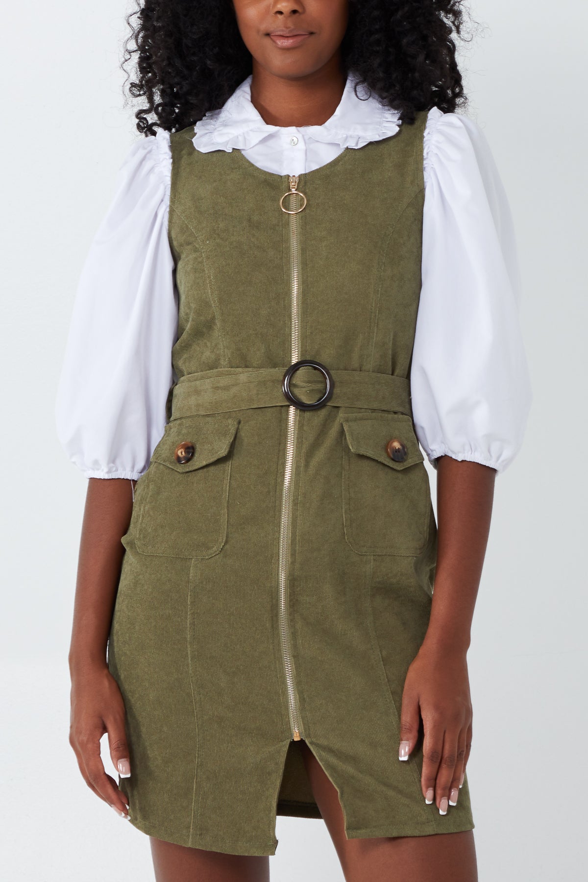 Front Zip Cord Mini Dress