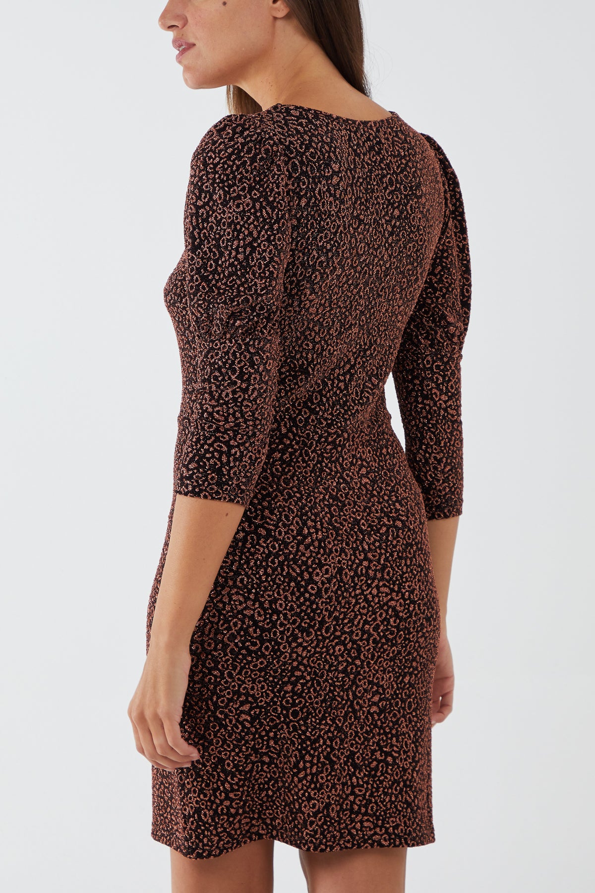 Glittery Animal Print Square Neck Mini Dress