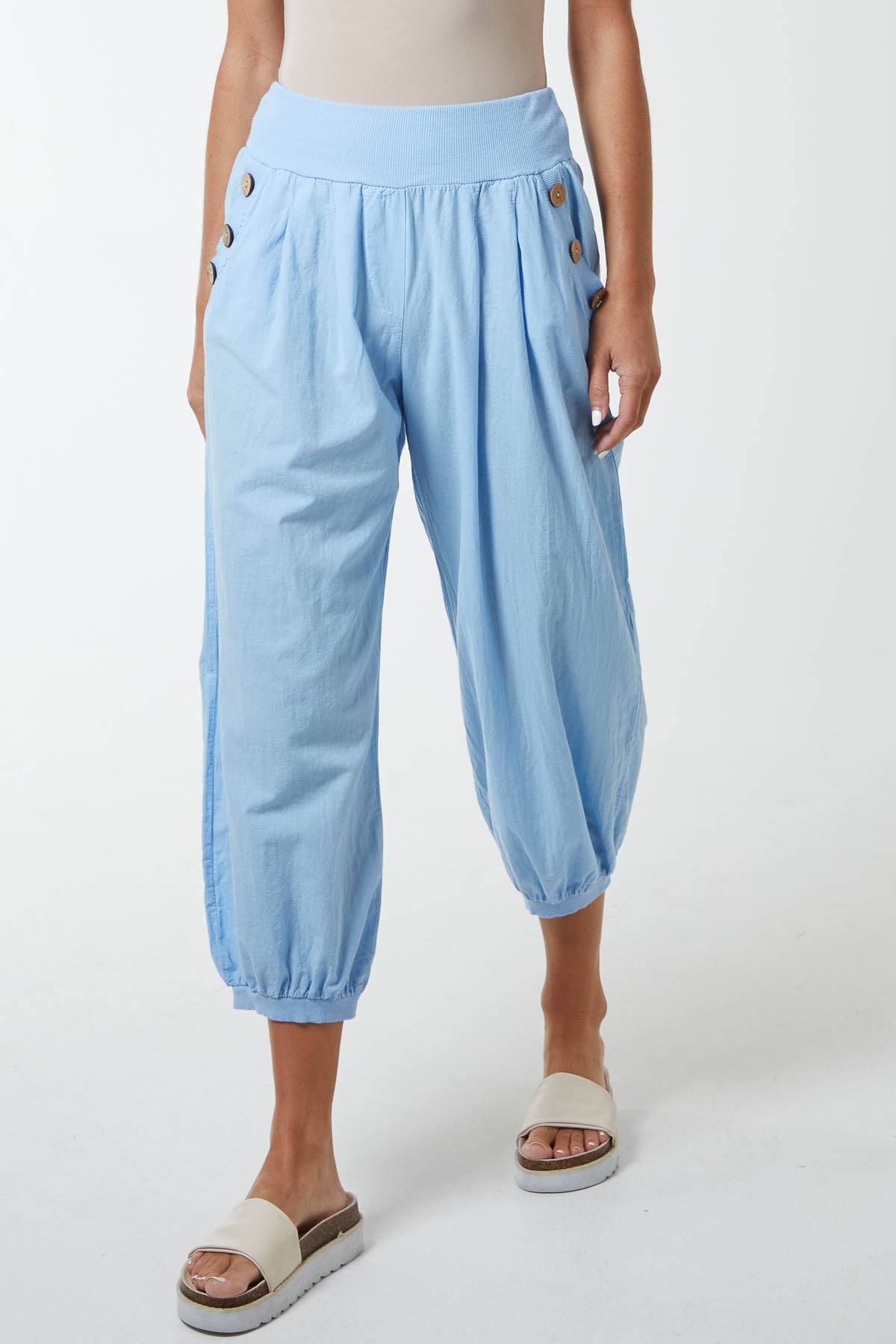 Button Pocket Detail Harem Pants