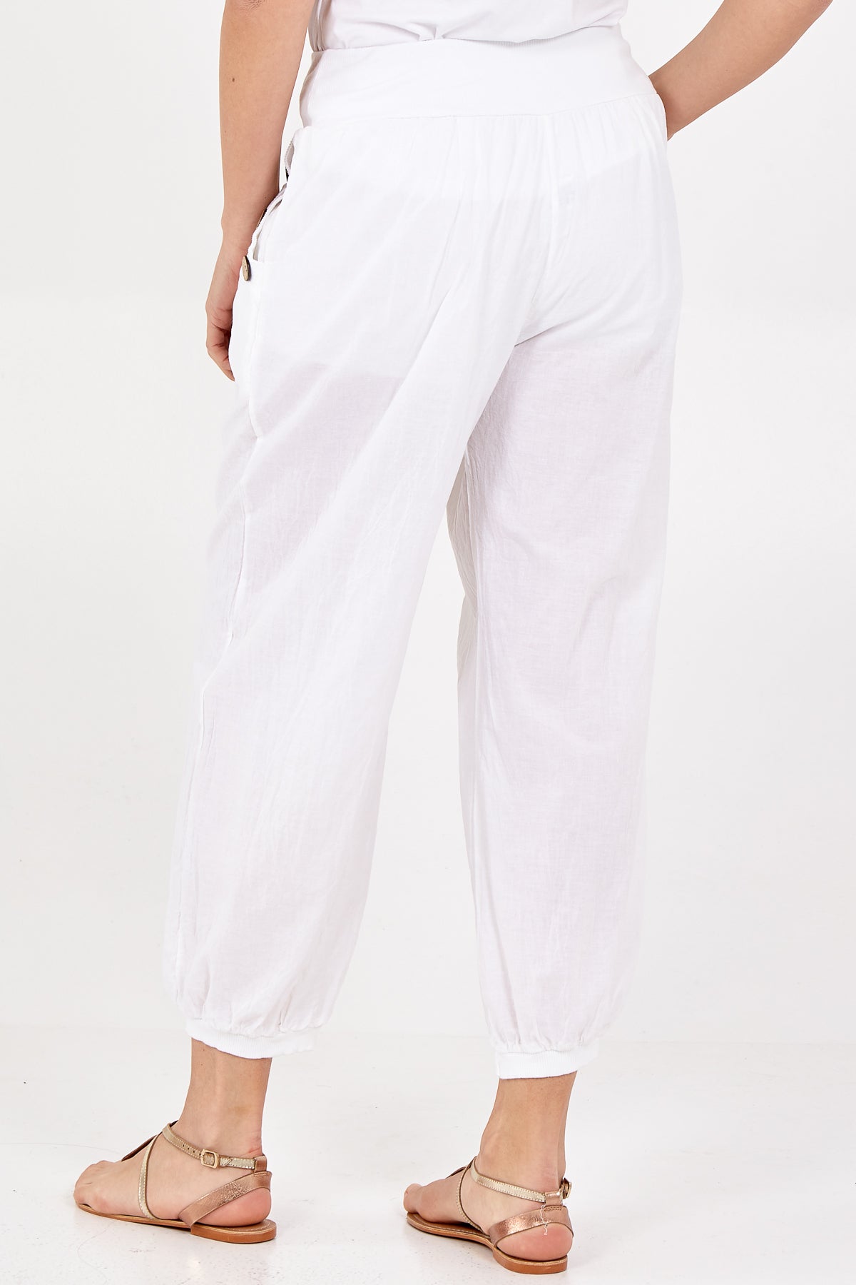 Button Pocket Detail Harem Pants